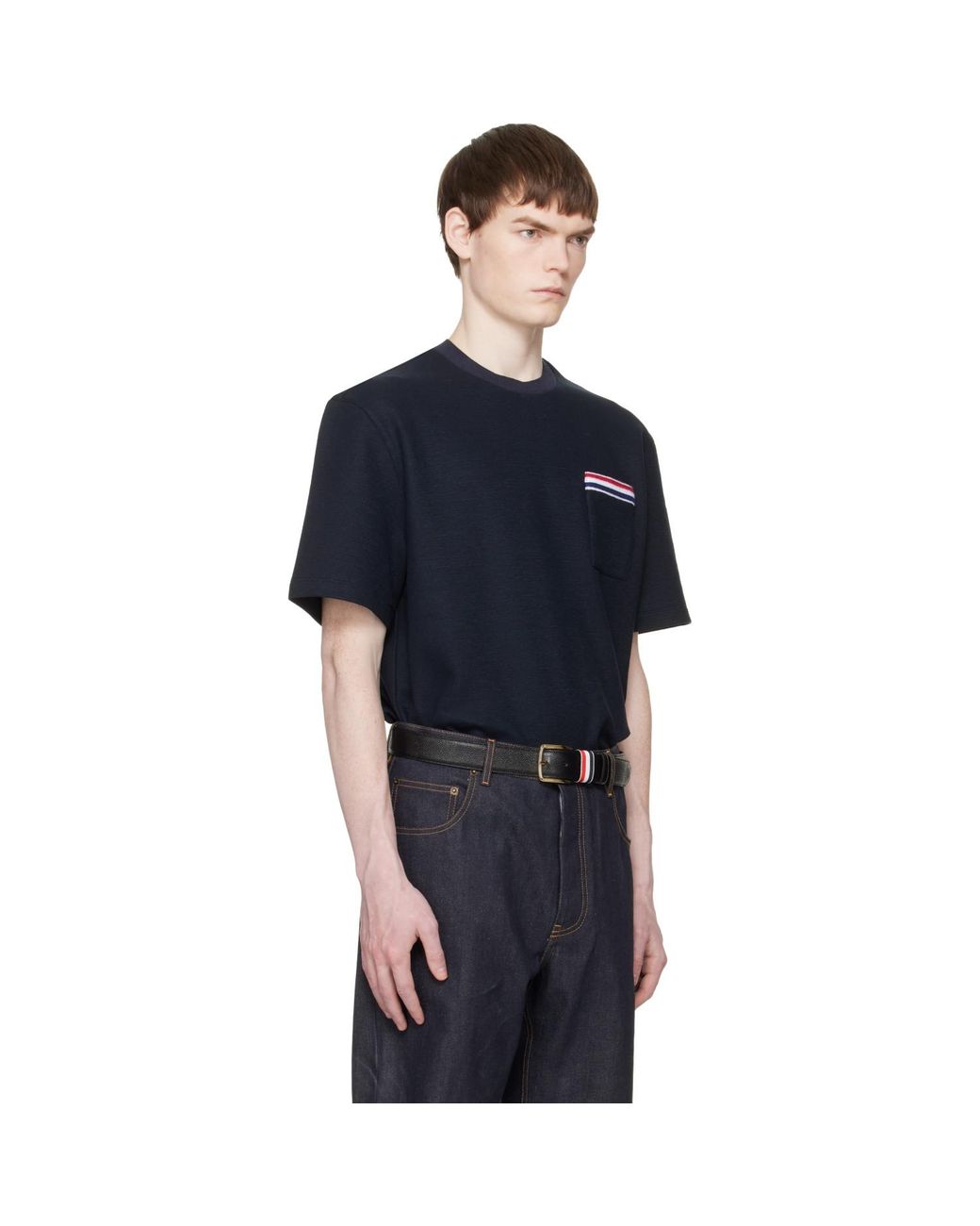 Thom Browne Blue Short Sleeve Pocket T-Shirt for men