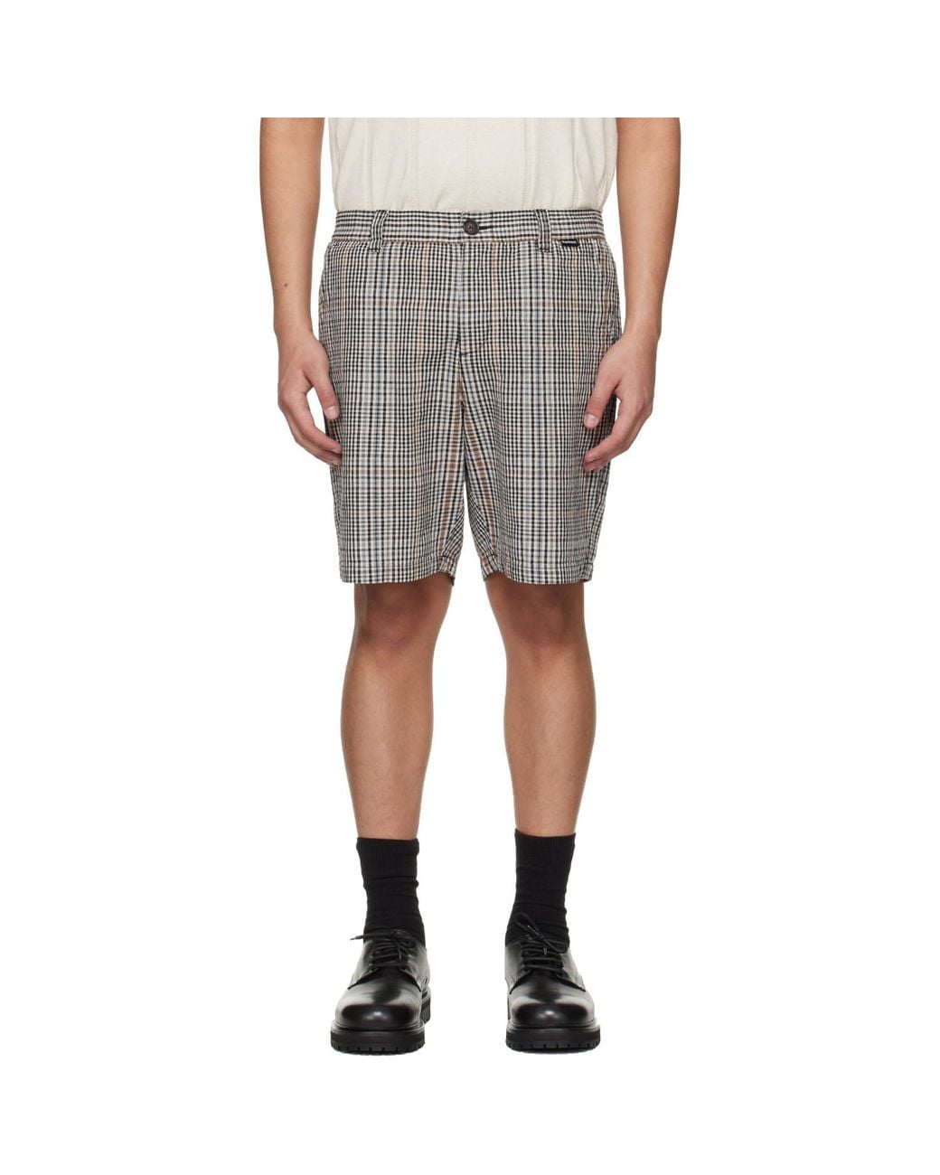Barbour Gray Off- & Fife Checked Shorts for men