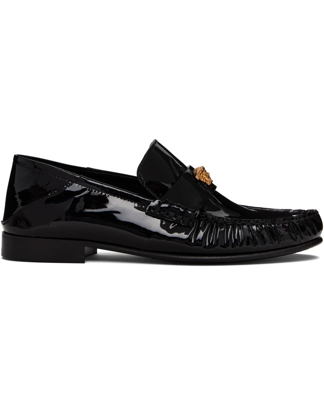 Versace Black Calf Leather Loafers
