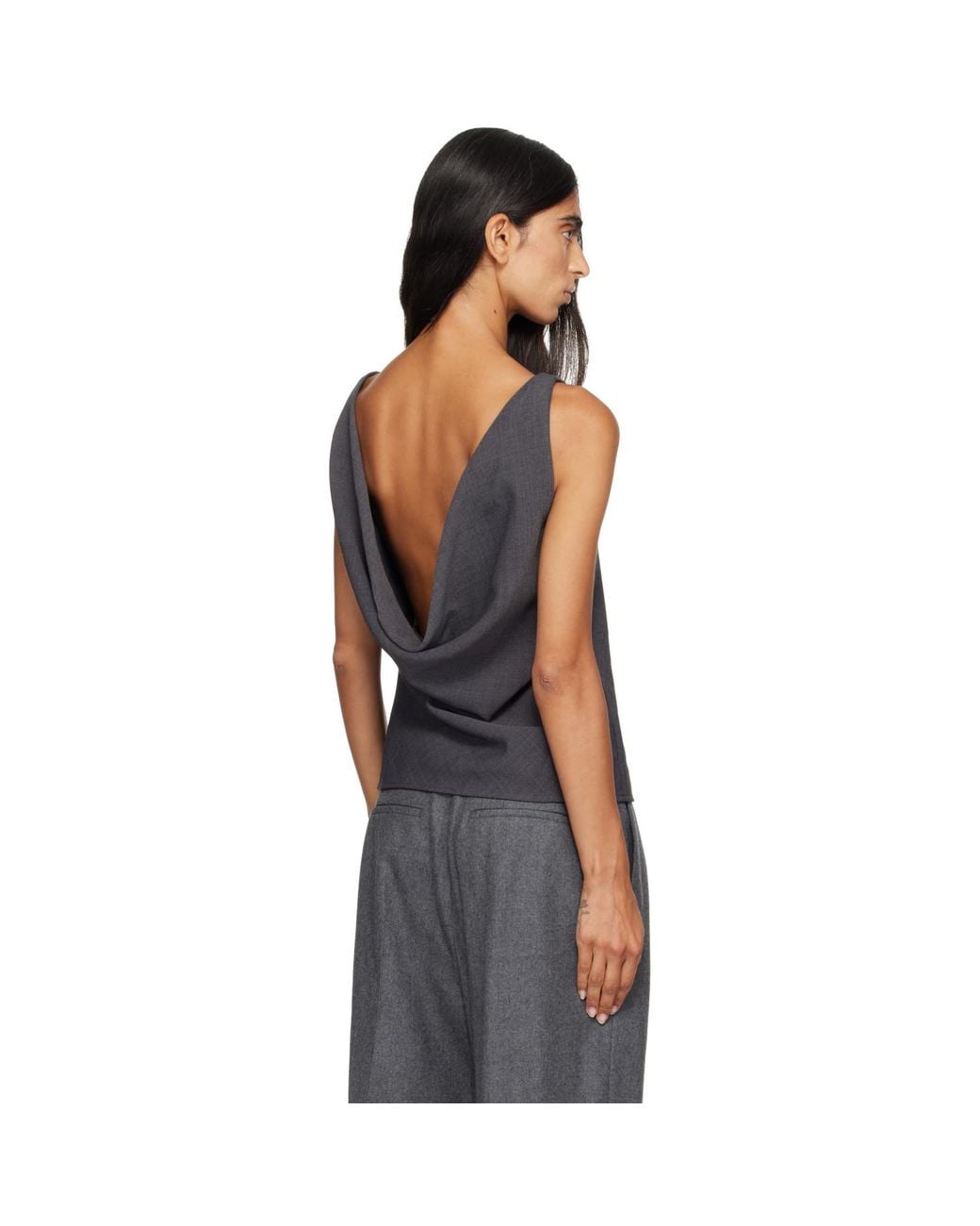 LE17SEPTEMBRE Blue Draped Back-Scoop Sleeveless Top