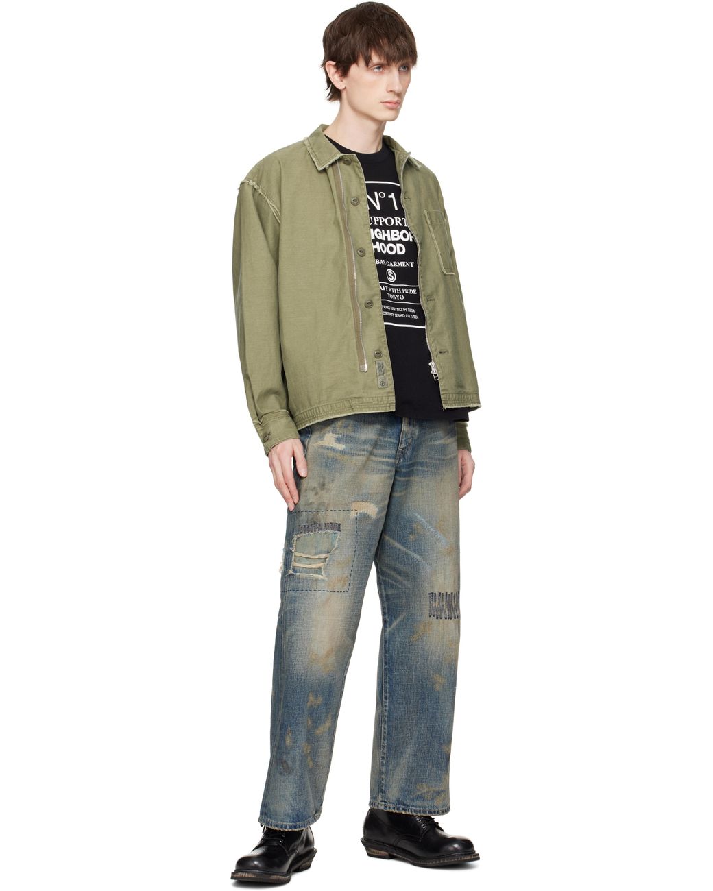Neighborhood Untrimmed Zip Ls Shirt in Green for Men | Lyst