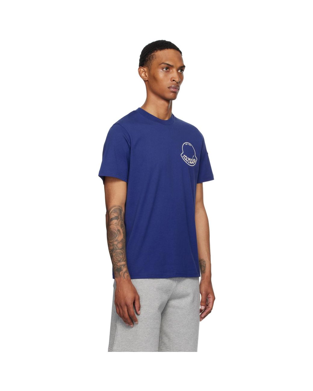 Moncler Blue Archivio Creativo T-Shirt for men