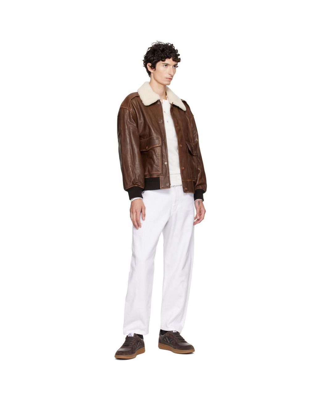Burberry Brown Leather Suede & Check Terrace Sneakers for men