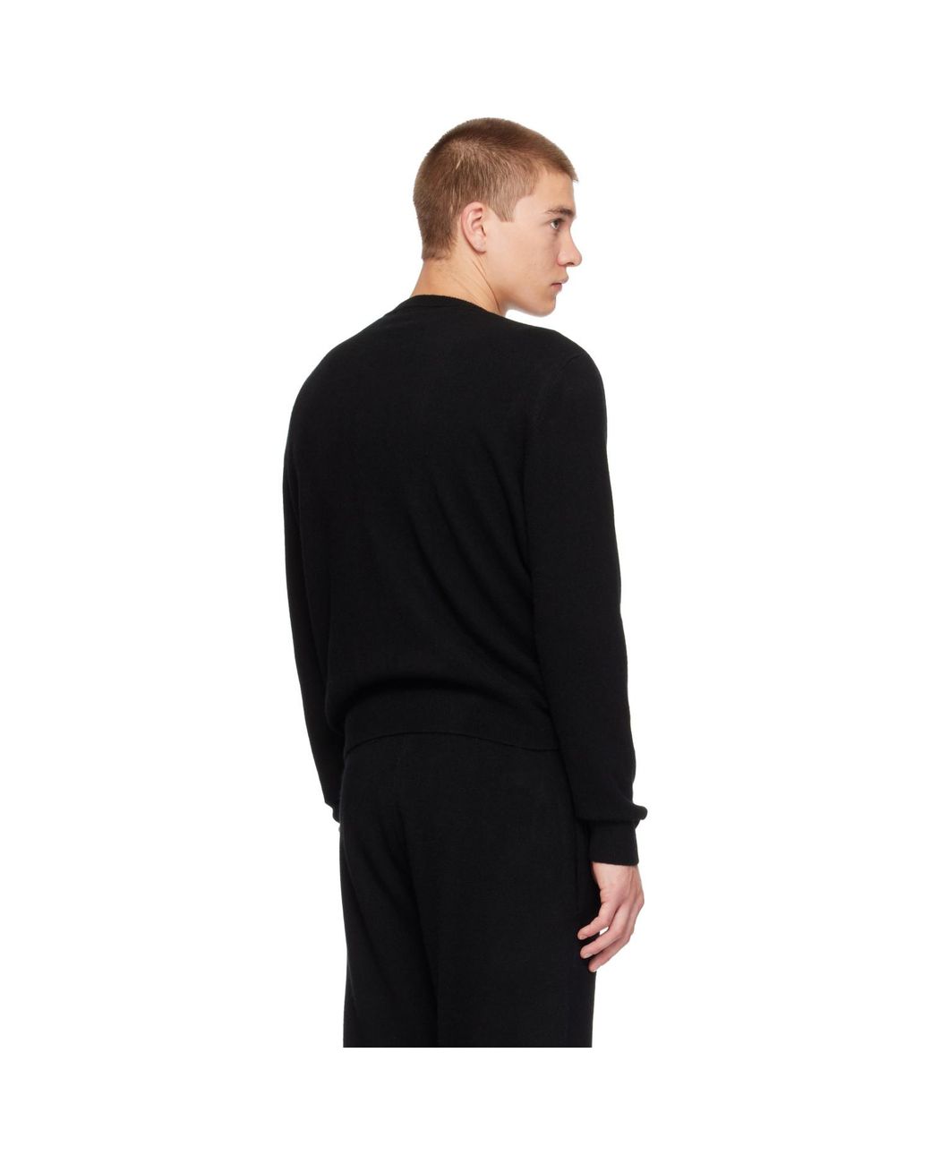 Entire studios Black Knit Cashmere Crewneck Sweater for men