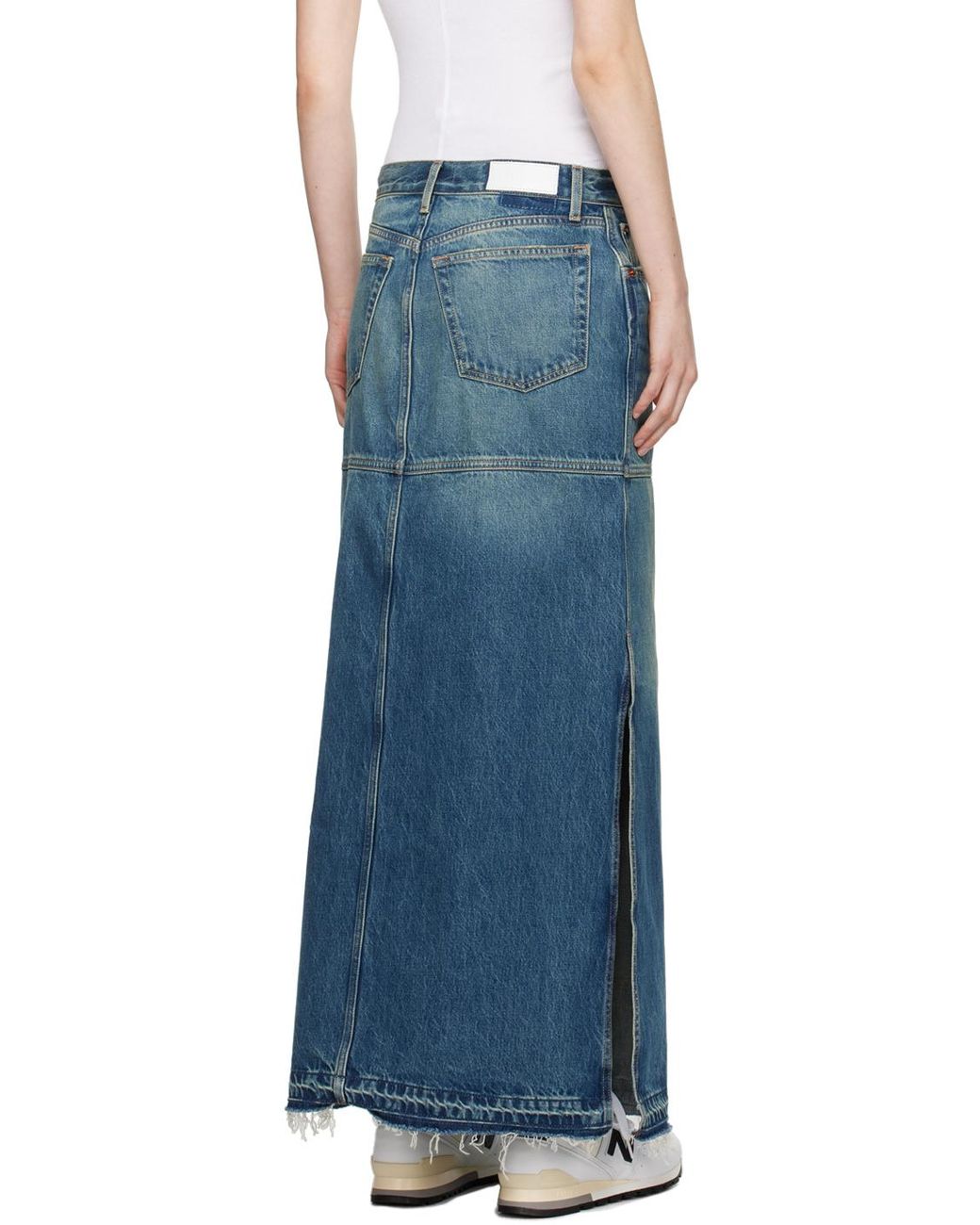 Re/done ブルー スプリット デニム マキシスカート Black