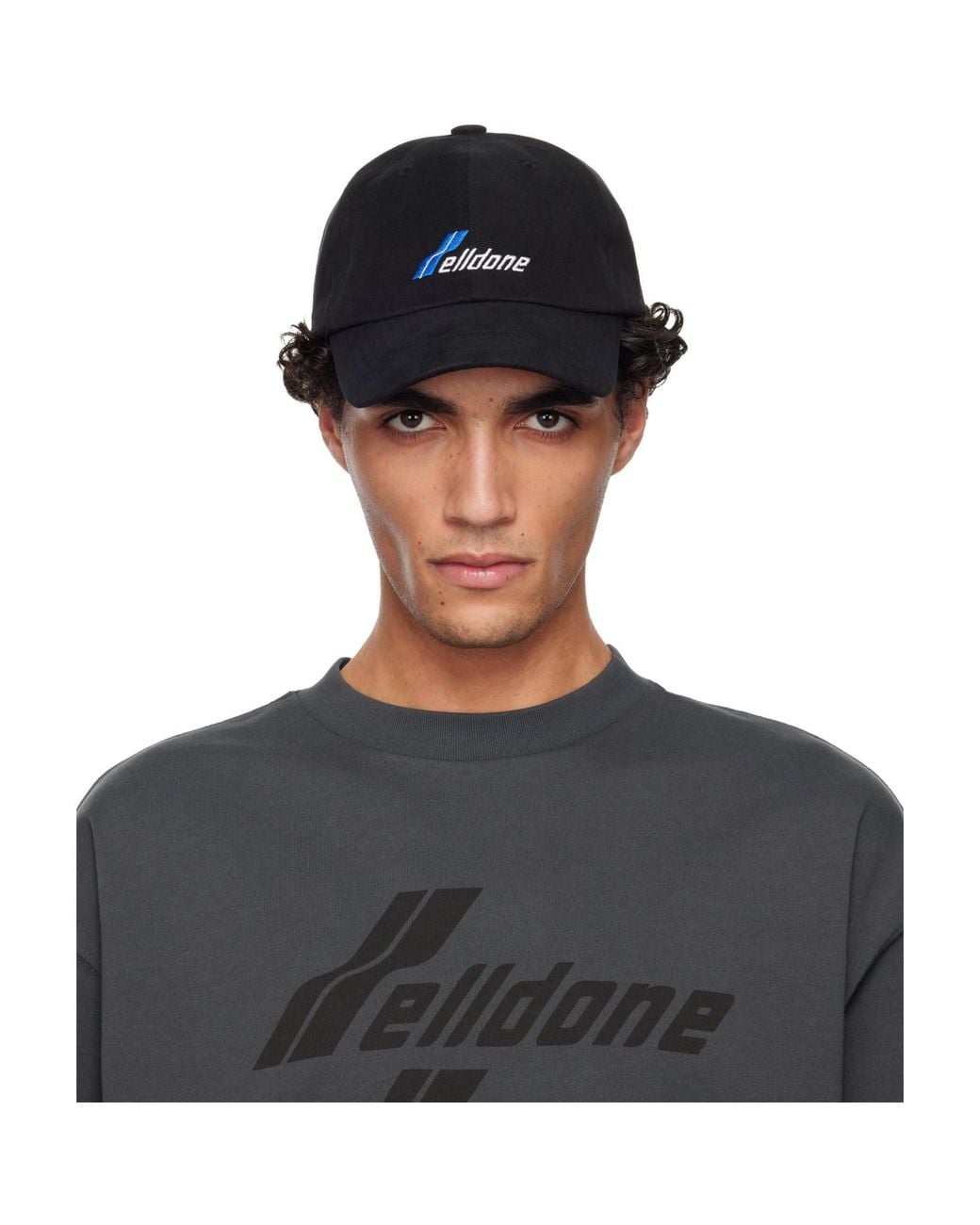 we11done Black Wd Logo Cap for men