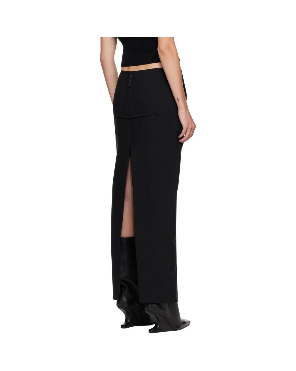 Rick Owens Black Tower Sliced Maxi Skirt