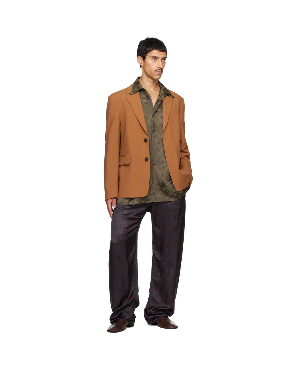 Dries Van Noten Brown Tan Wool Blazer for men