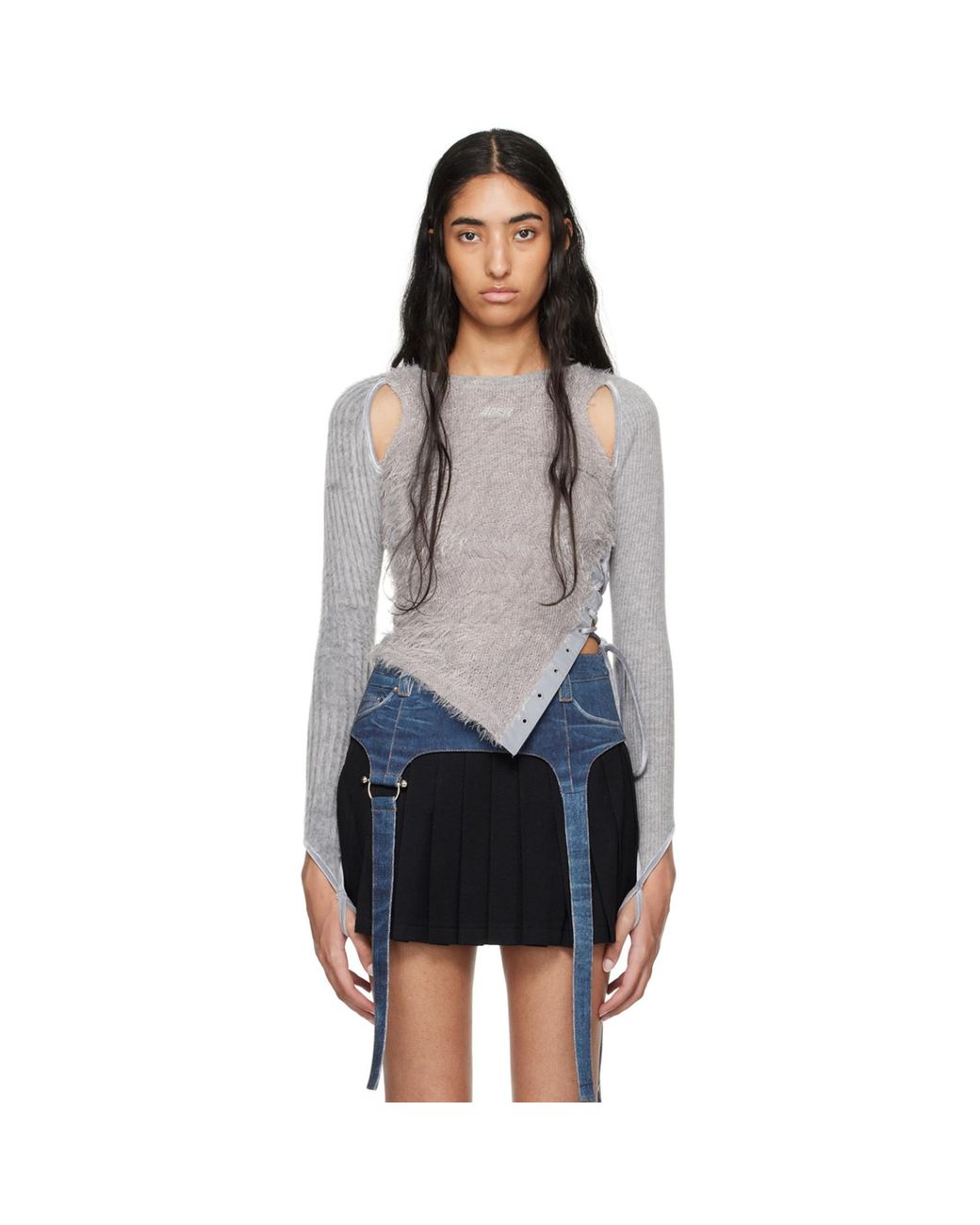ANDERSSON BELL Black Hairy Cutout Sweater