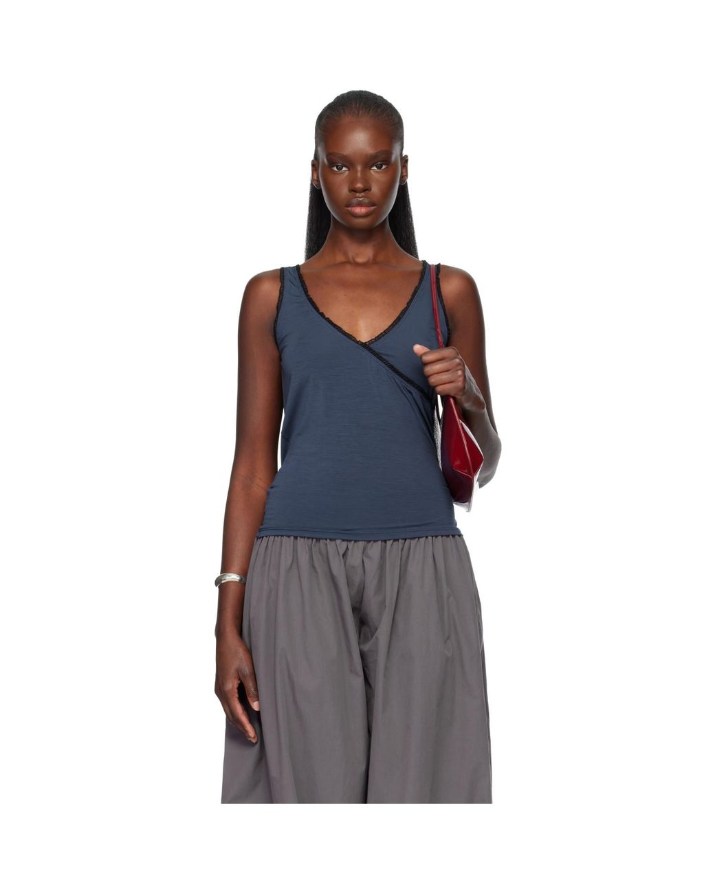Fruity Booty Black Frill Wrap Tank Top