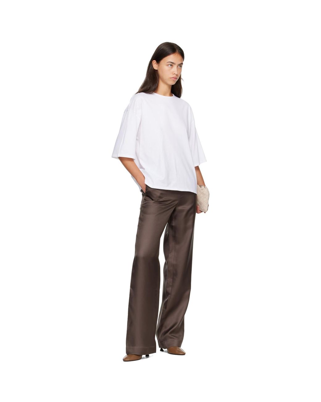 Loulou de Saison Brown Alera Lds Silk Twill Trousers