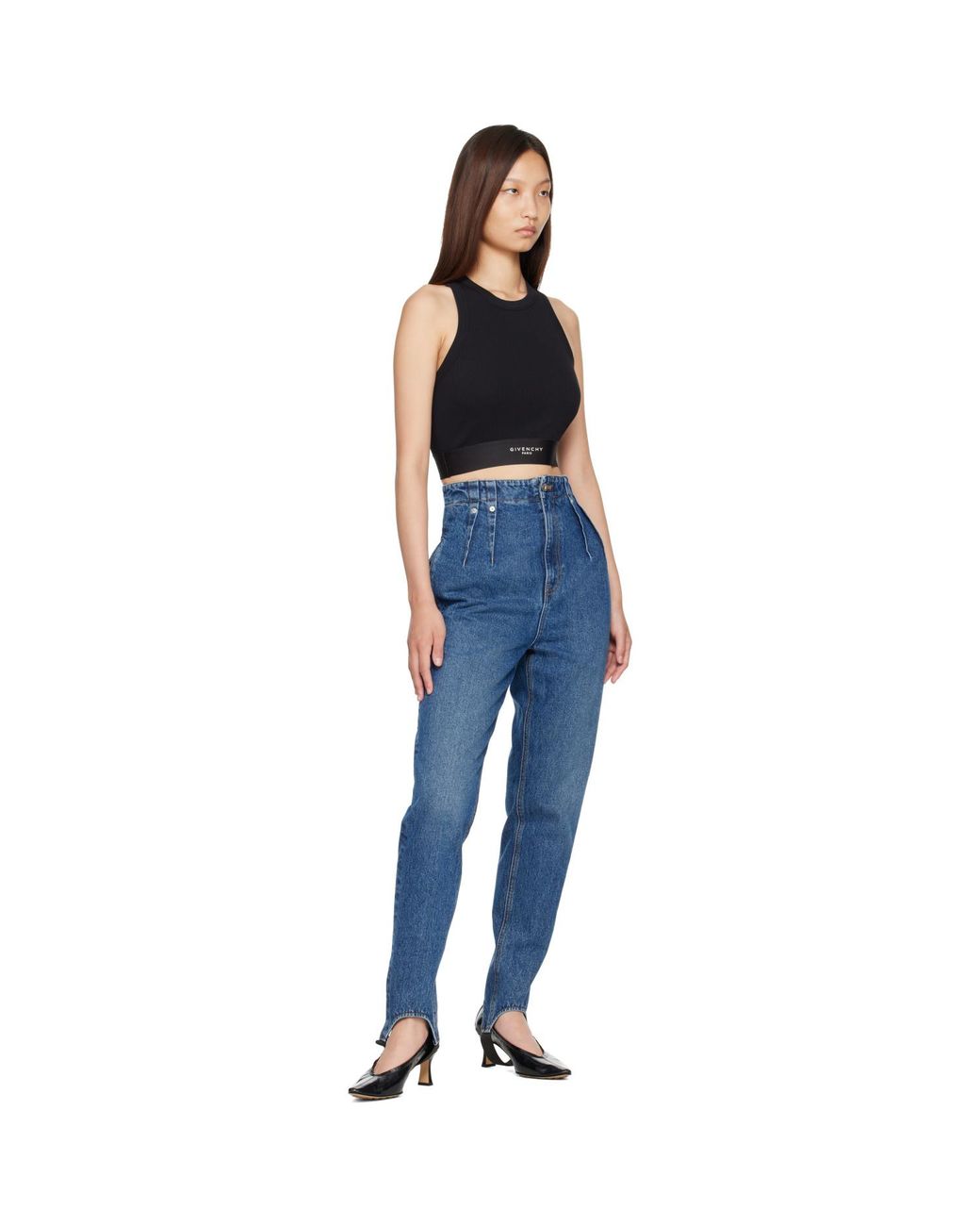 Givenchy Blue Cropped Cotton Tank Top