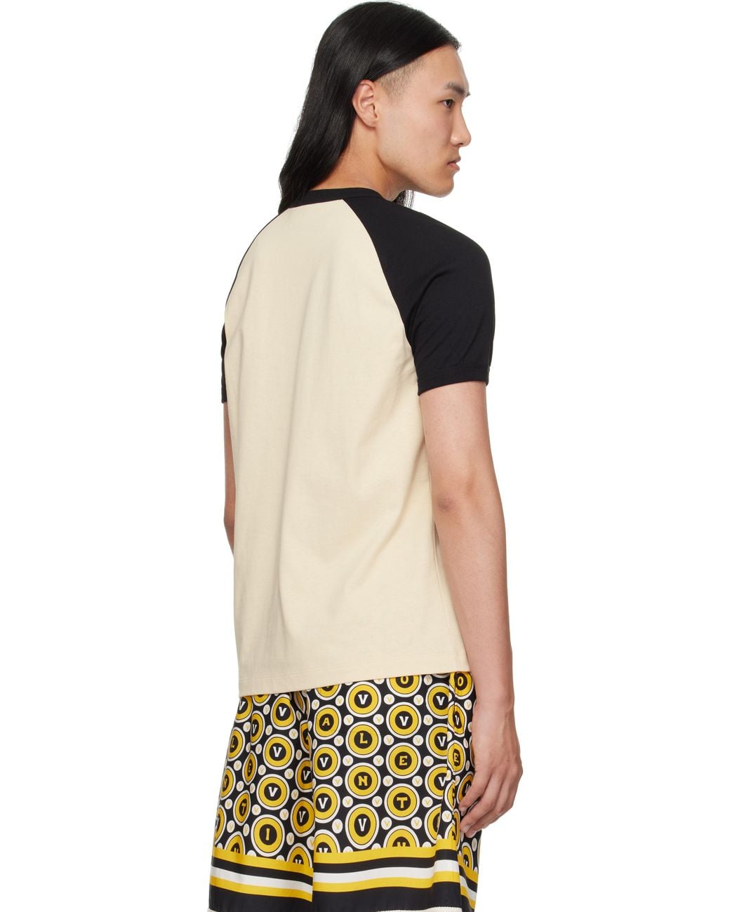 メンズ Valentino ベージュ＆ブラック 'Chez Print コットン Tシャツ Black