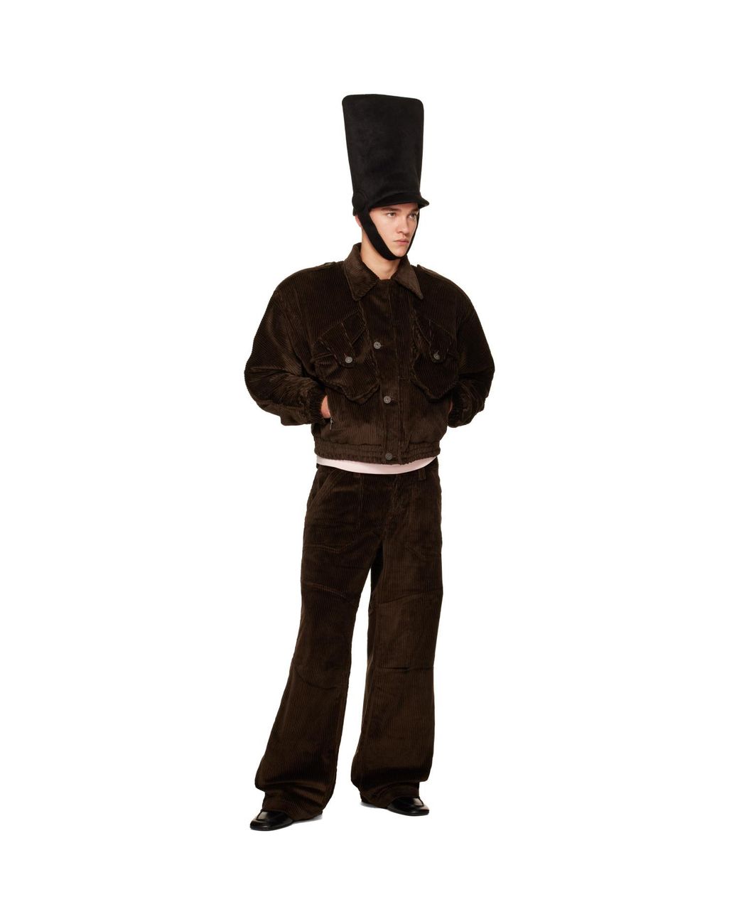 VAQUERA Black Corduroy Wide Trousers for men