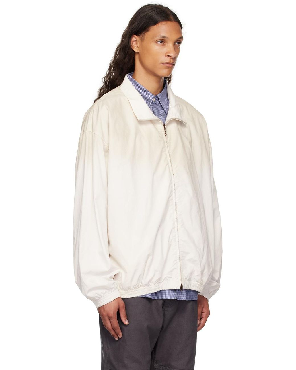 メンズ Acne Studios オフホワイト ロゴプリント ジップアップ