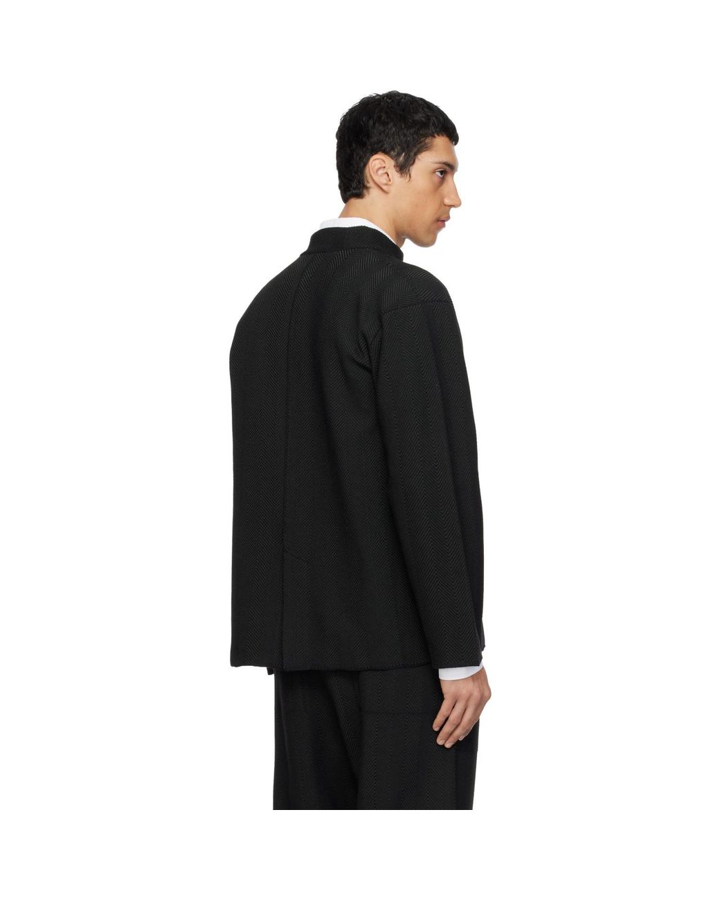 Homme Plissé Issey Miyake Black Inlaid Knit Jacket for men