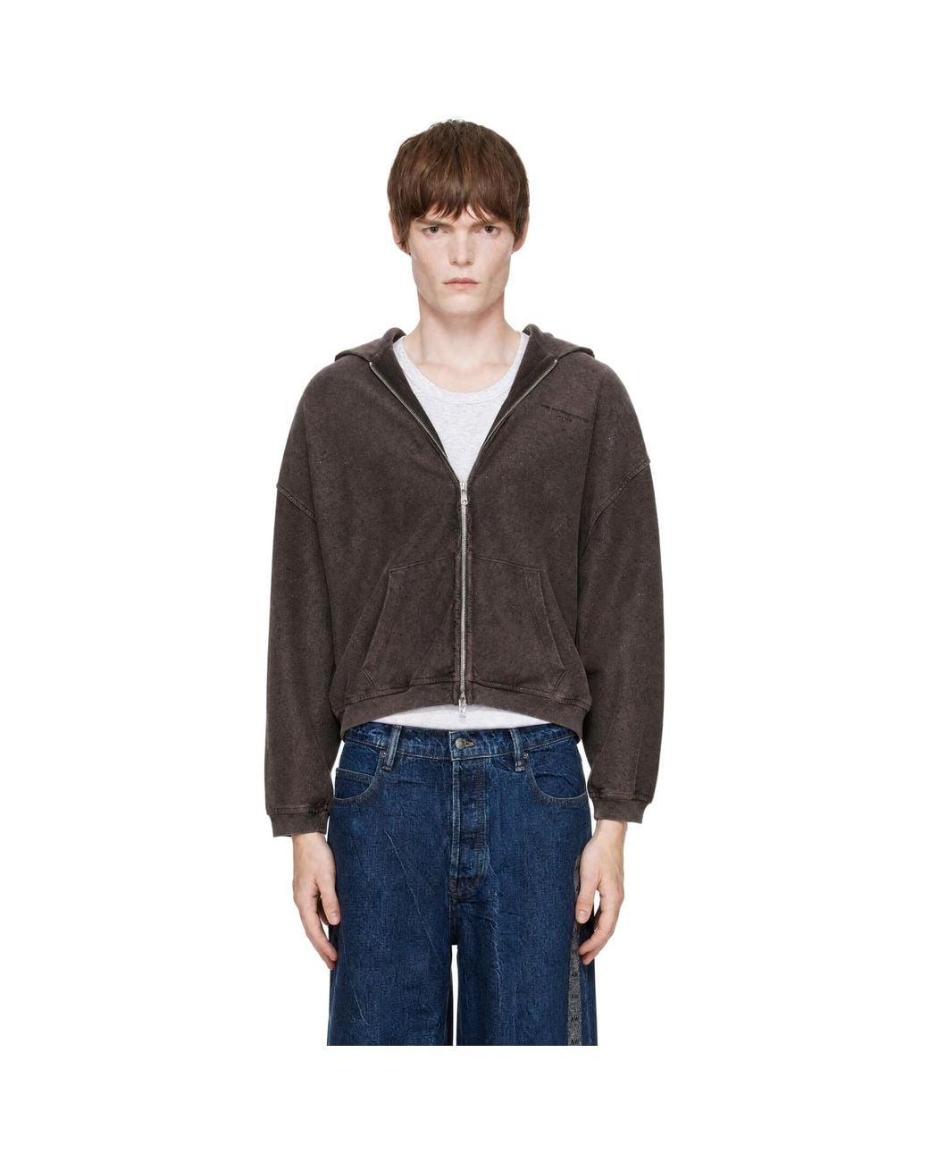 Alexander Wang Black Crystal Oversized Zip Hoodie for men