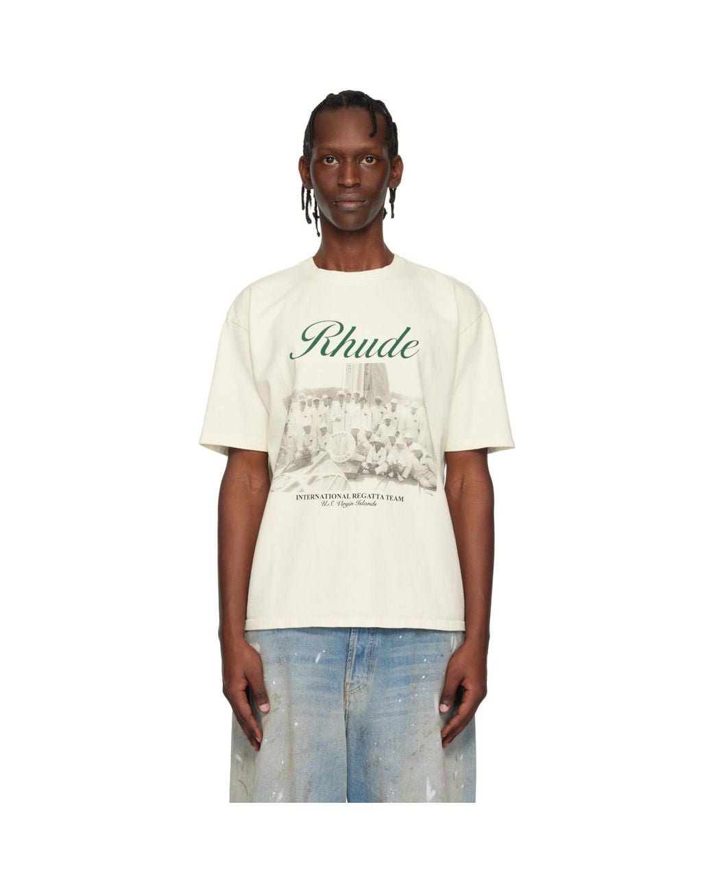 Rhude Multicolor Off- Virgin Islands Script T-Shirt for men
