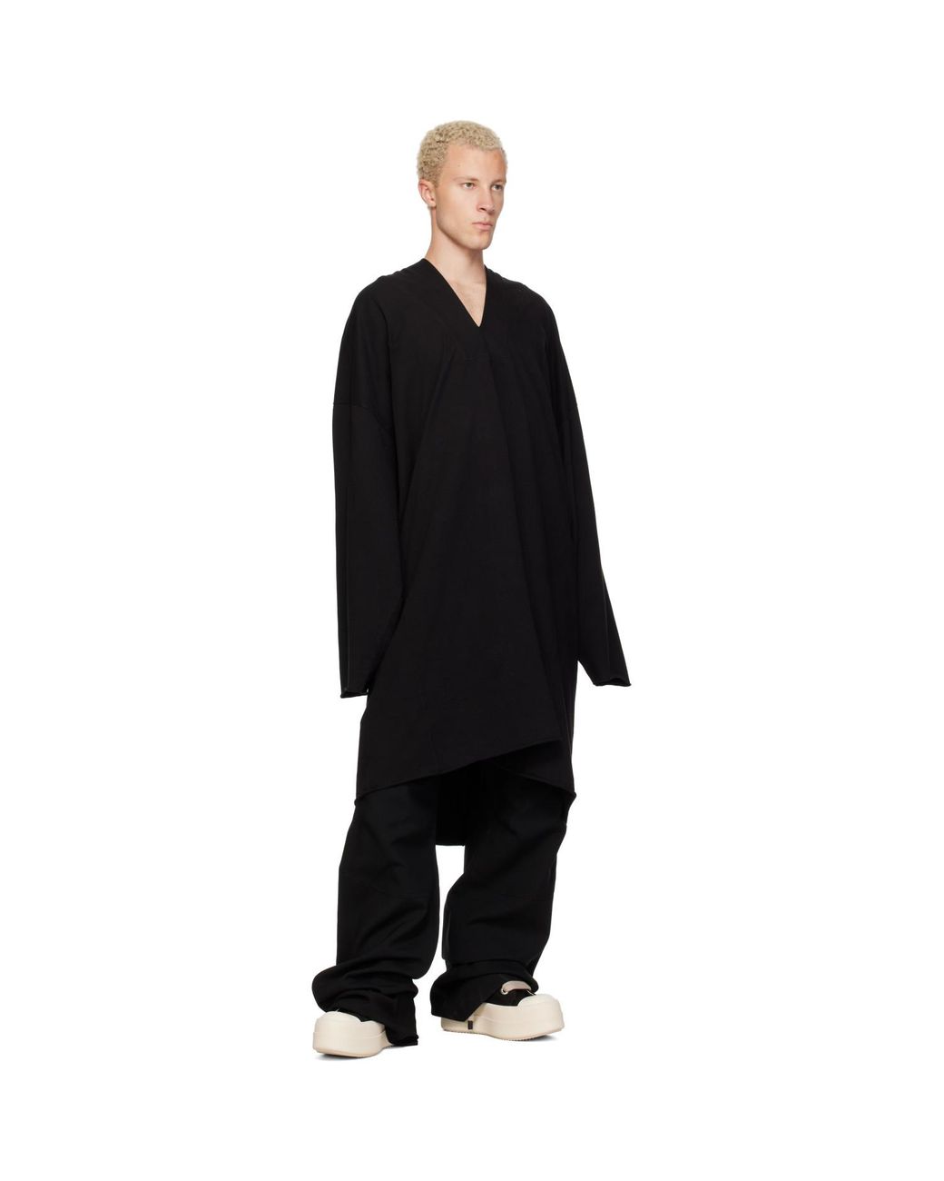 Rick Owens Black Tower Ls Kaftan Hoodie for men