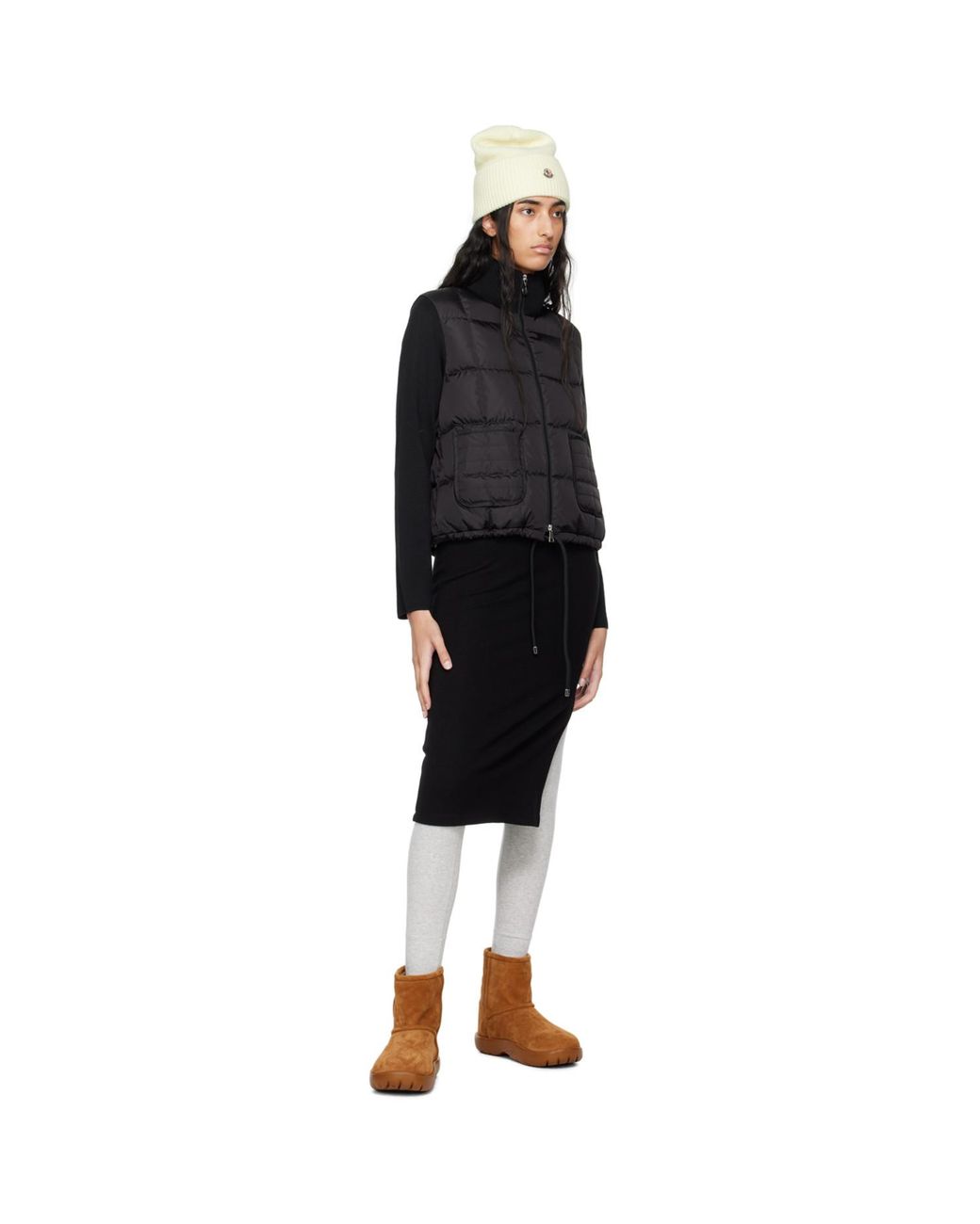 Moncler Black Paneled Down Cardigan