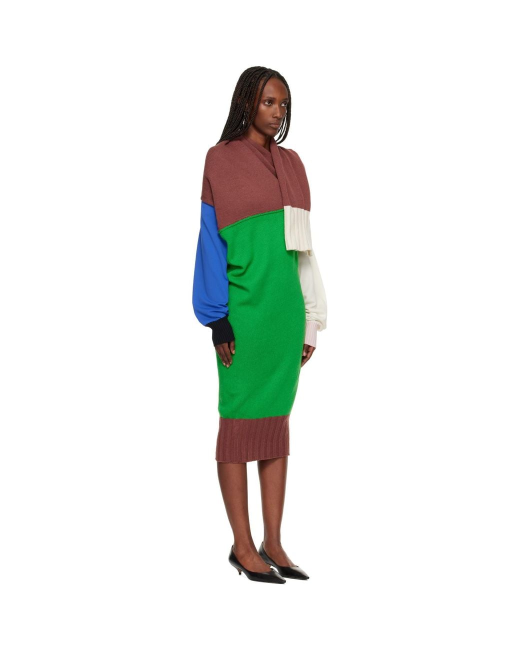 Issey Miyake Green November Sleeves Collection Midi Dress