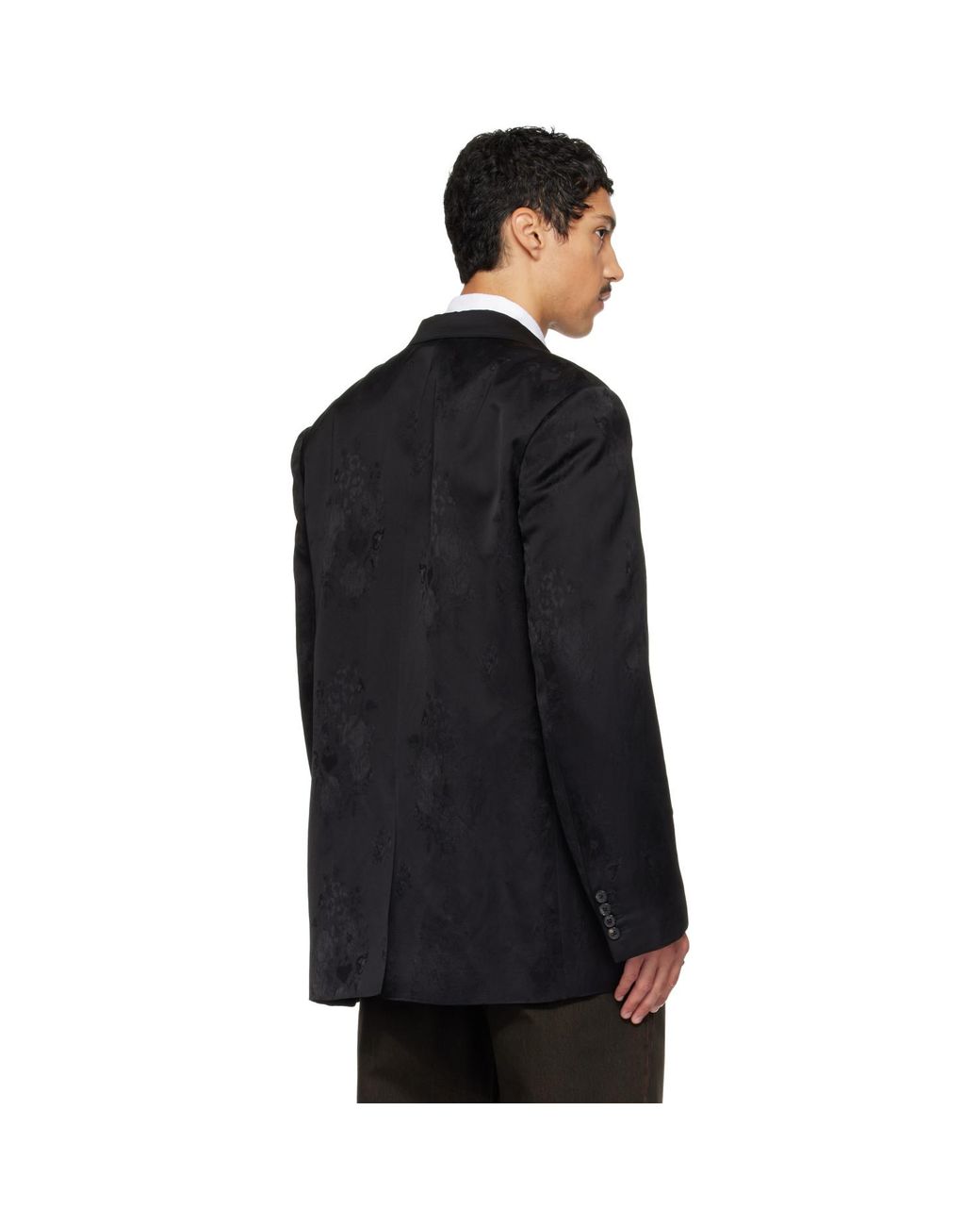 Dries Van Noten Black Oversized Jacquard Blazer for men