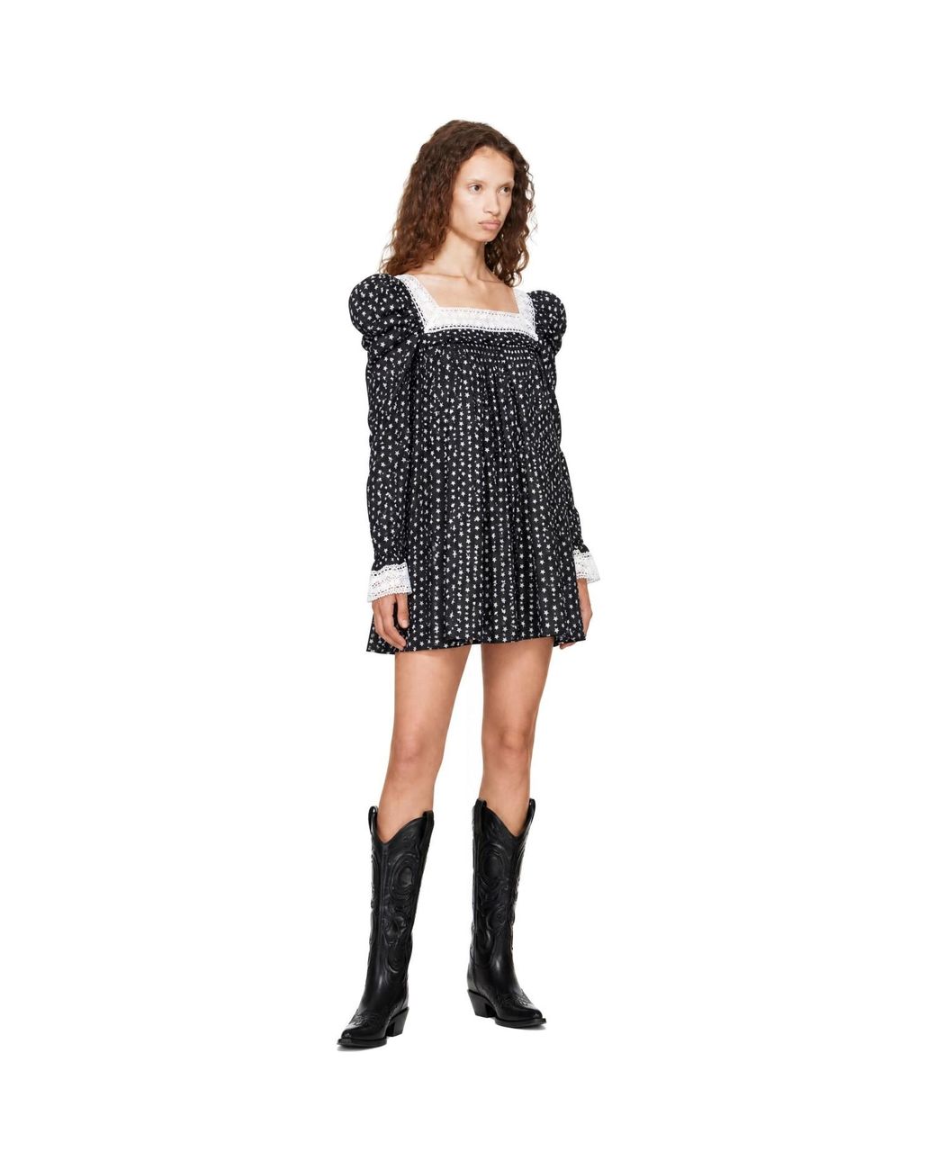 LAURA ANDRASCHKO Black Vampire Boho Minidress