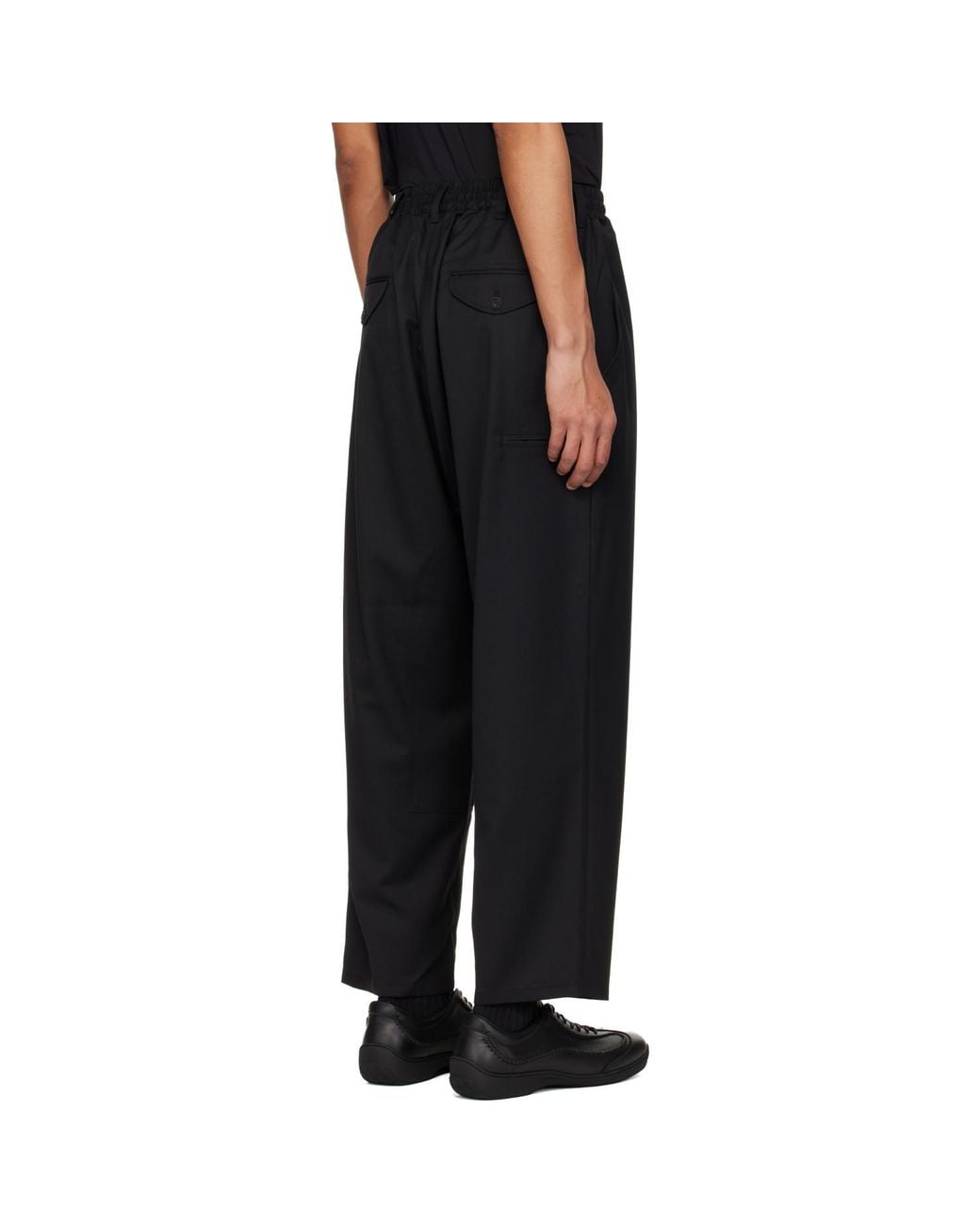 Y-3 Black Refined Wool Track Pants for men