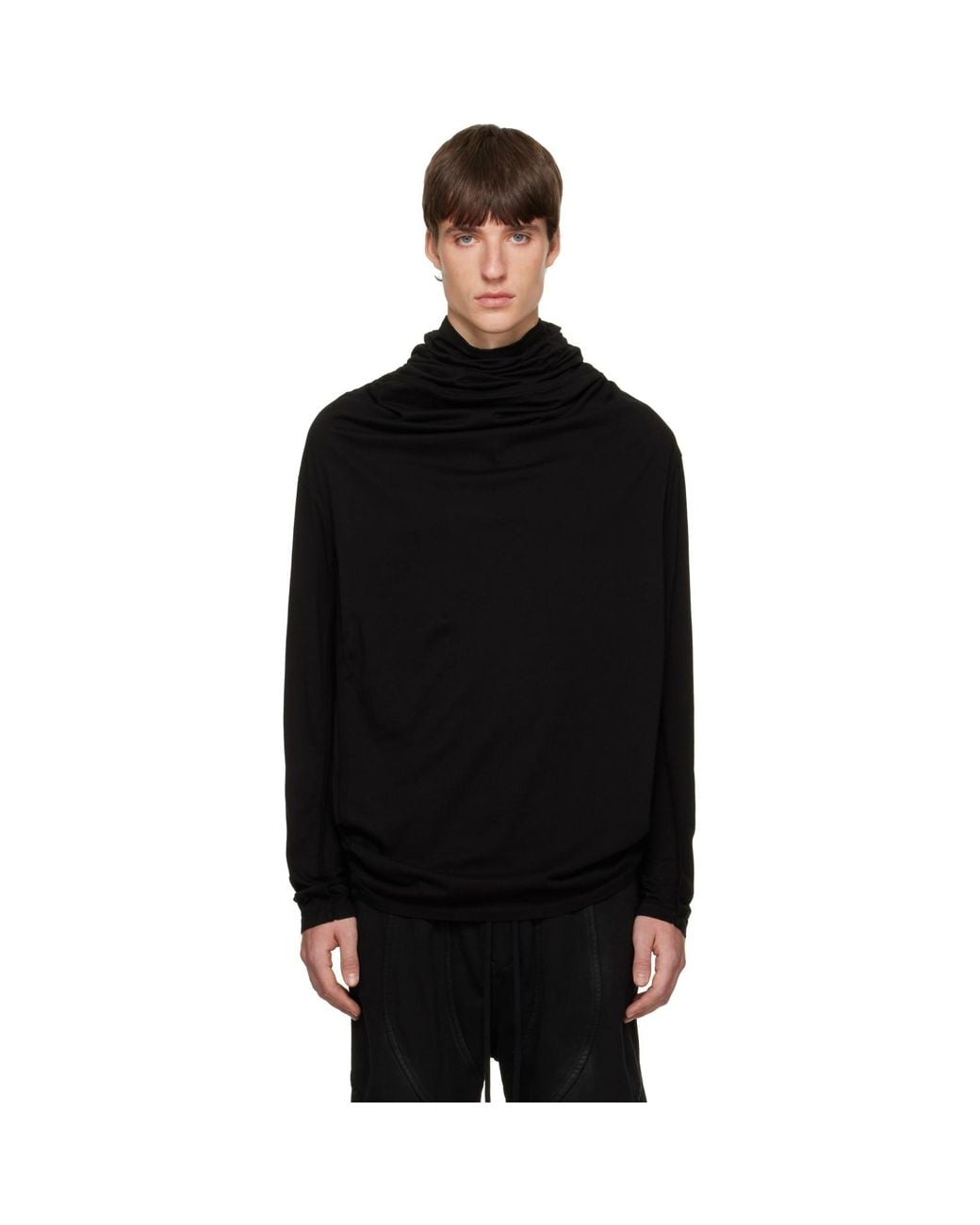 Julius Black Cowl Neck T-Shirt for men