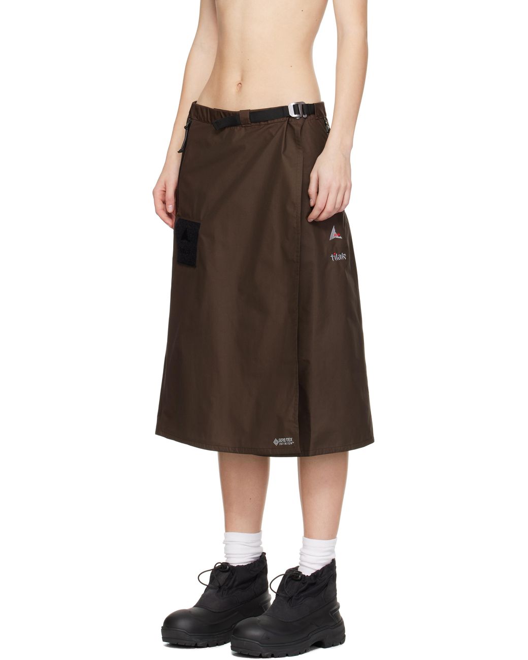 ROA Tilak Edition Paclite Midi Skirt in Black | Lyst