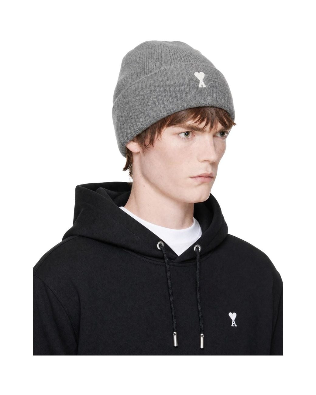 AMI Black Alpaca Ami De Coeur Beanie for men