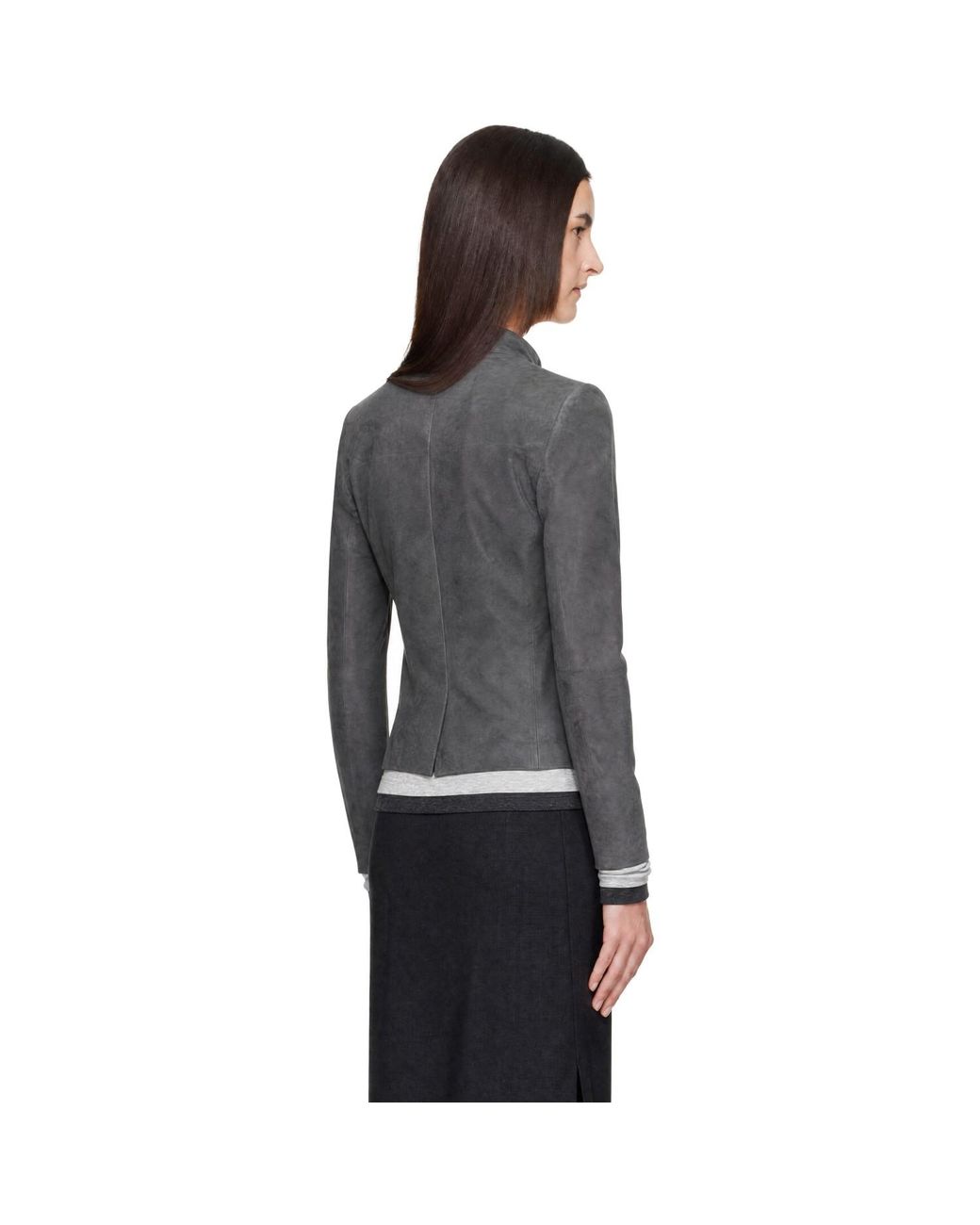 St. Agni Gray Suede Moto Jacket