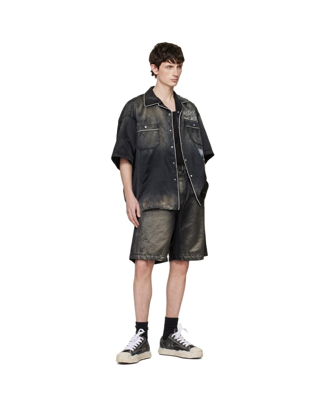 Maison Mihara Yasuhiro Black 'Hank' Og Sole Shrink Leather Low-Top Sneakers for men