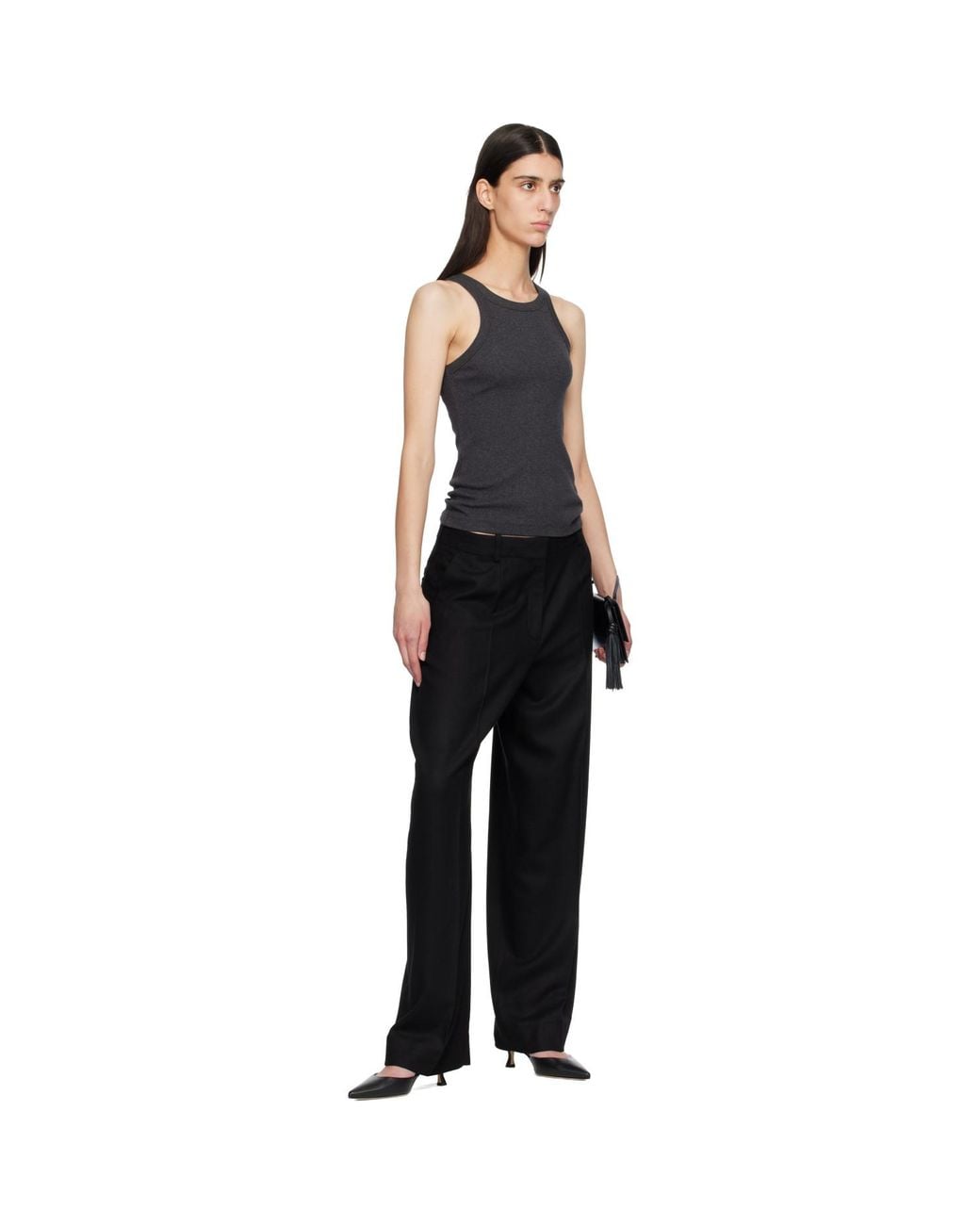 Totême Black Wide Flannel Trousers