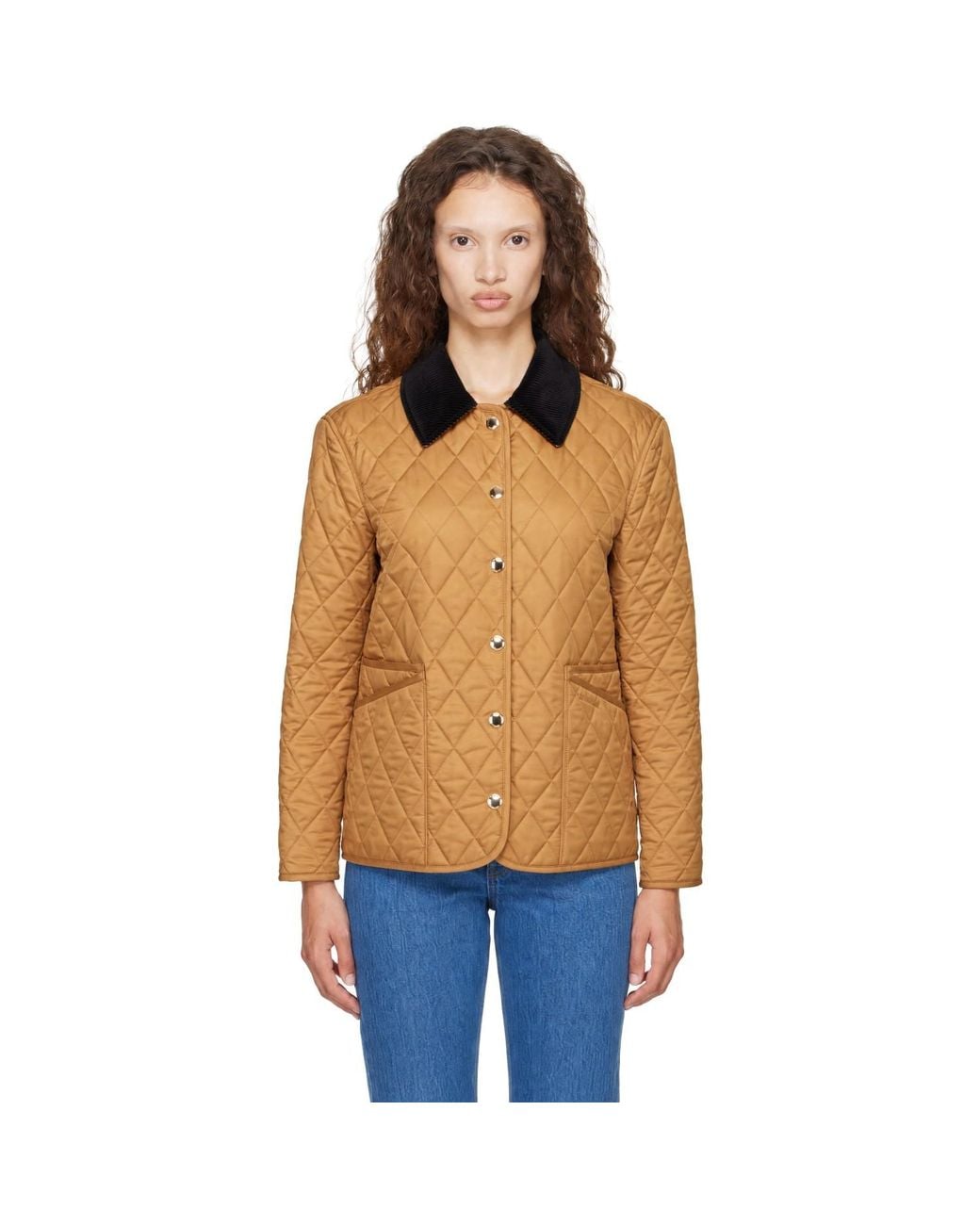 Burberry Orange Tan Dranefeld Quilted Twill Jacket
