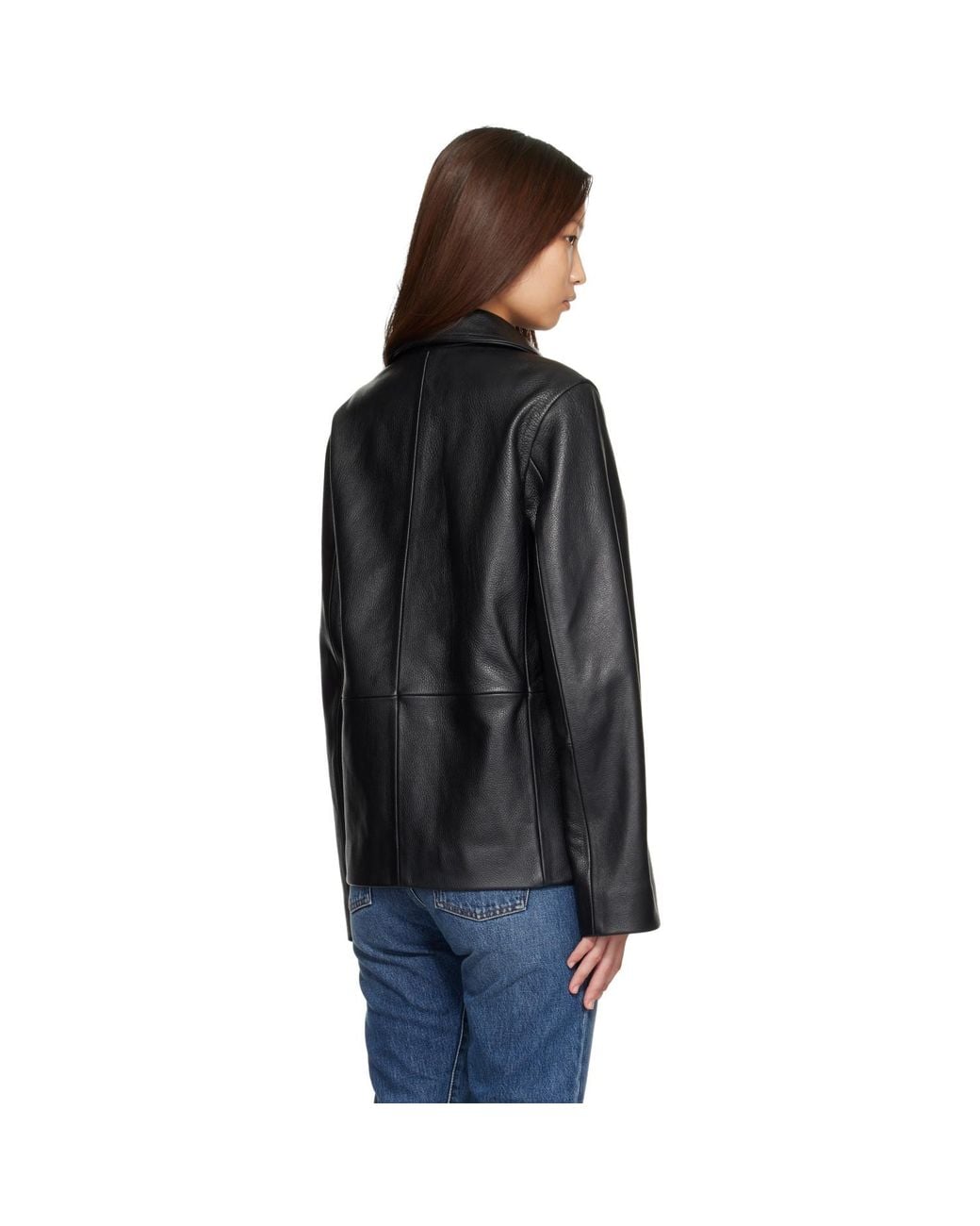 Totême Black Grained Leather Jacket