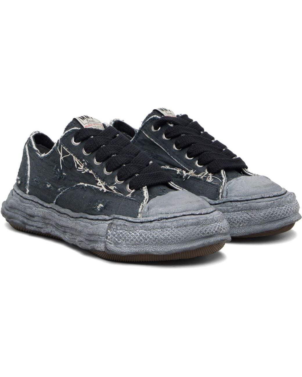 Maison Mihara Yasuhiro Black 'Peterson23' Og Sole Ripped Overdye Canvas Sneakers for men