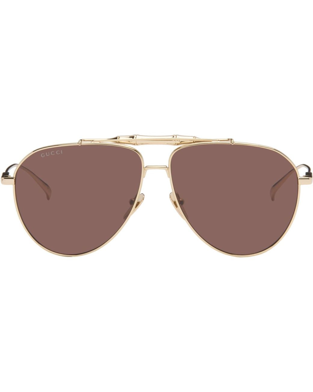 Gucci Brown Pilot Sunglasses for men