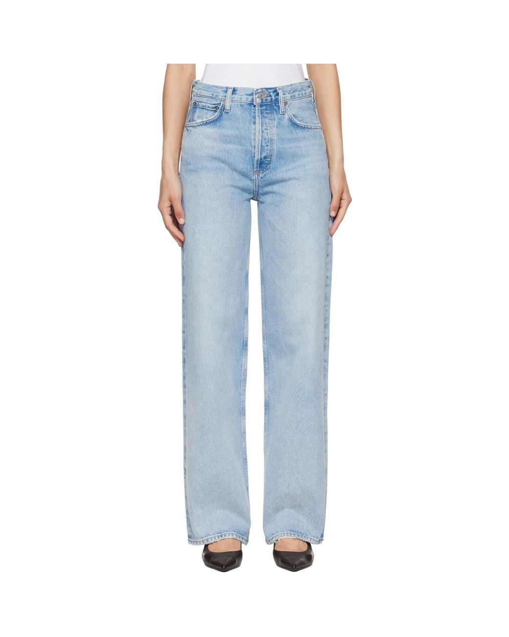 Agolde Blue Ren High Rise Wide Leg Jeans