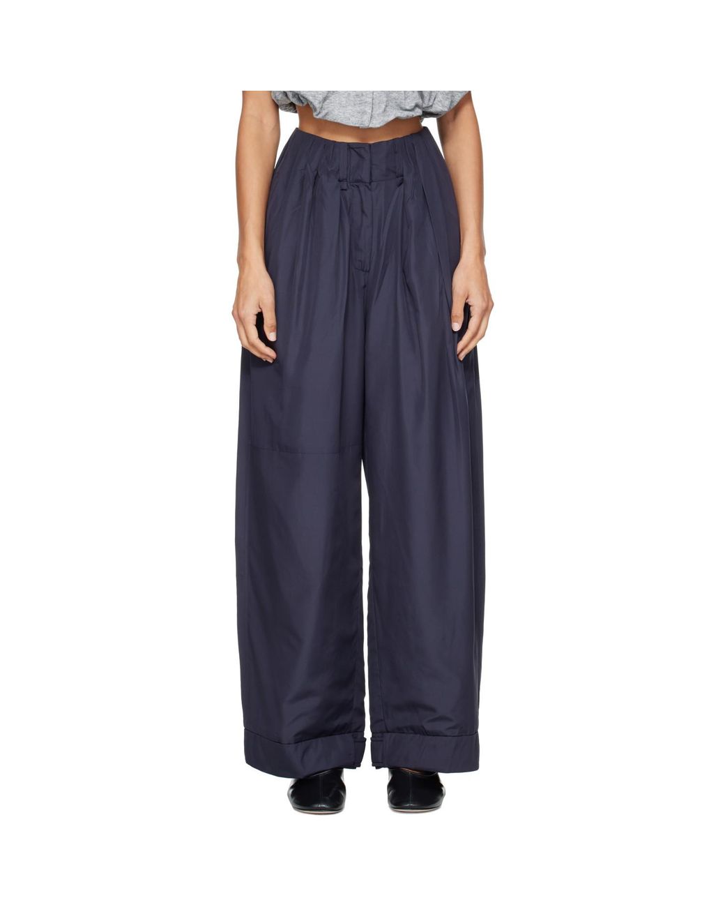 OPEN YY Blue Fluid Full Gather Trousers