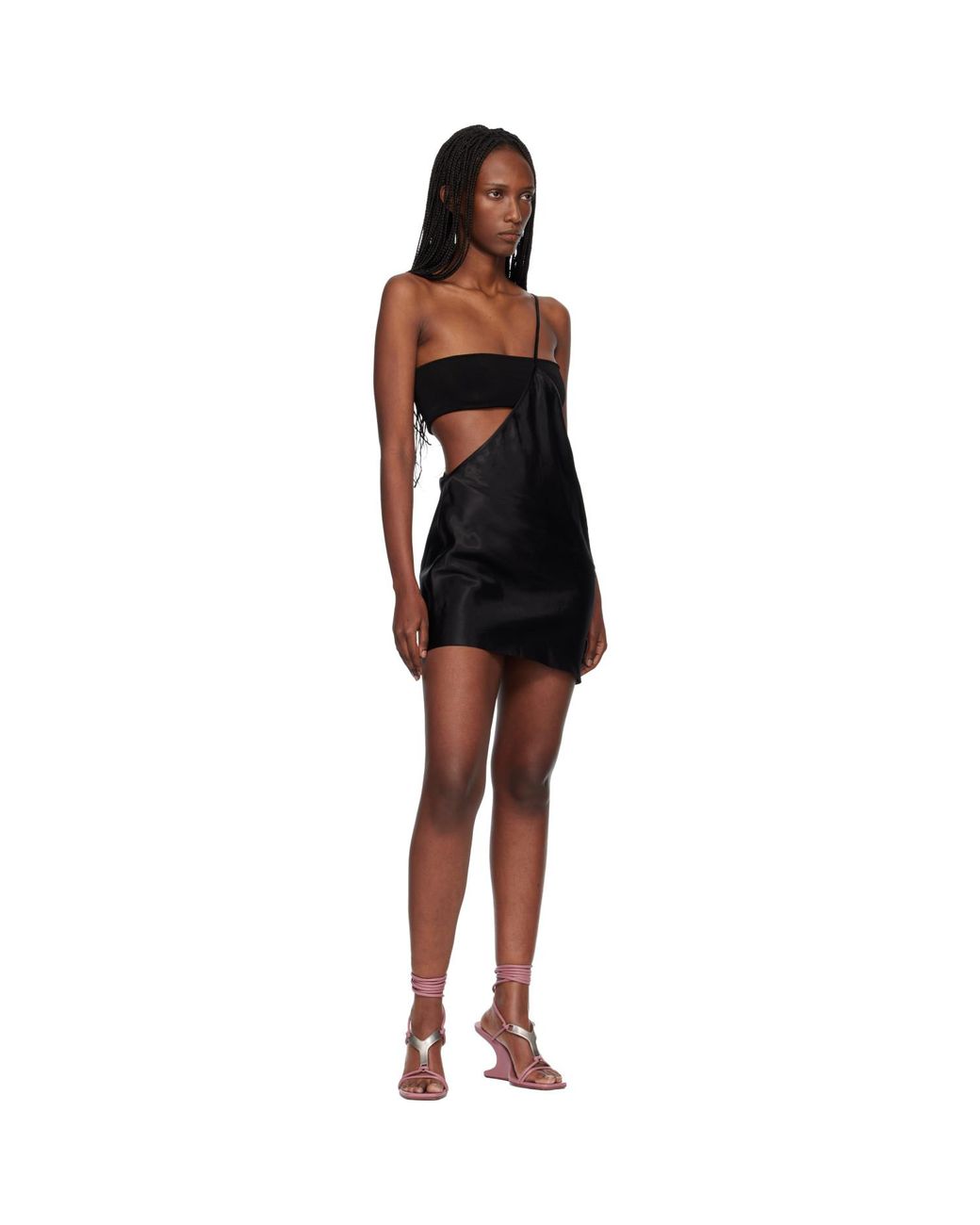 Rick Owens Black Temple Bias Strap Minidress