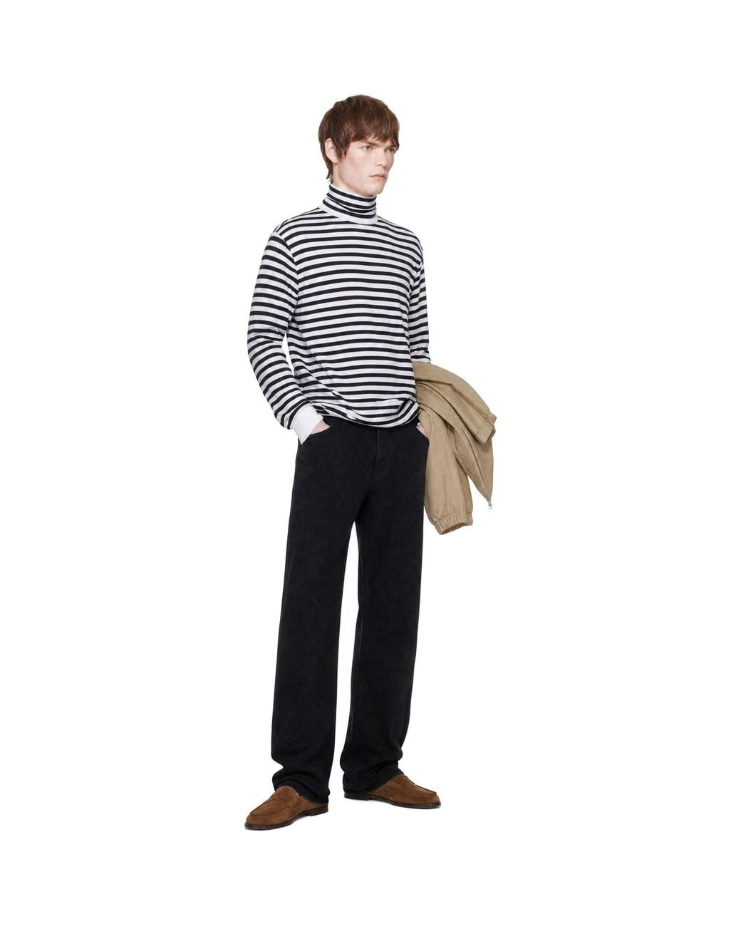 AMI Black Sailor Wool & Silk Turtleneck for men