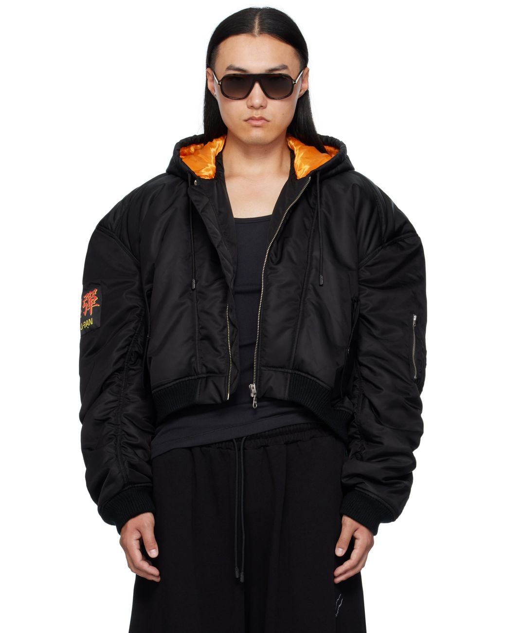 Lu'u Dan Black Patch Bomber Jacket for men