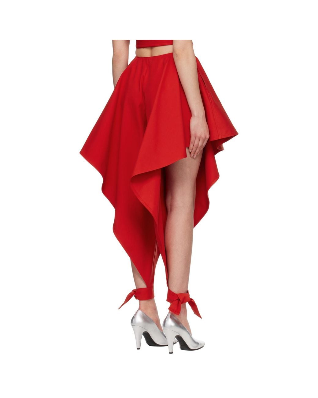 Alaïa Red Panelled Cotton Trousers