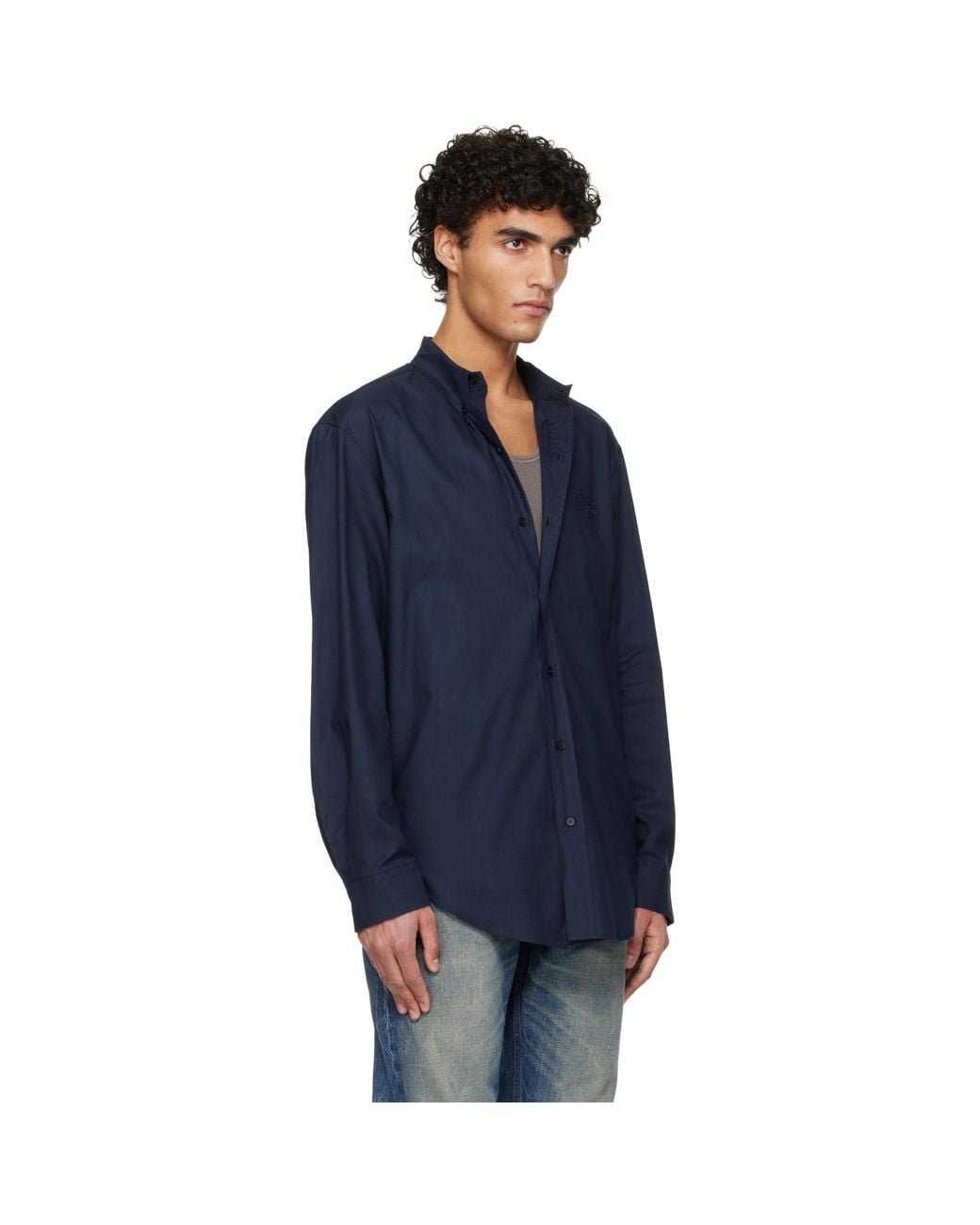 Balmain Blue Oxford Cotton Reg Shirt for men