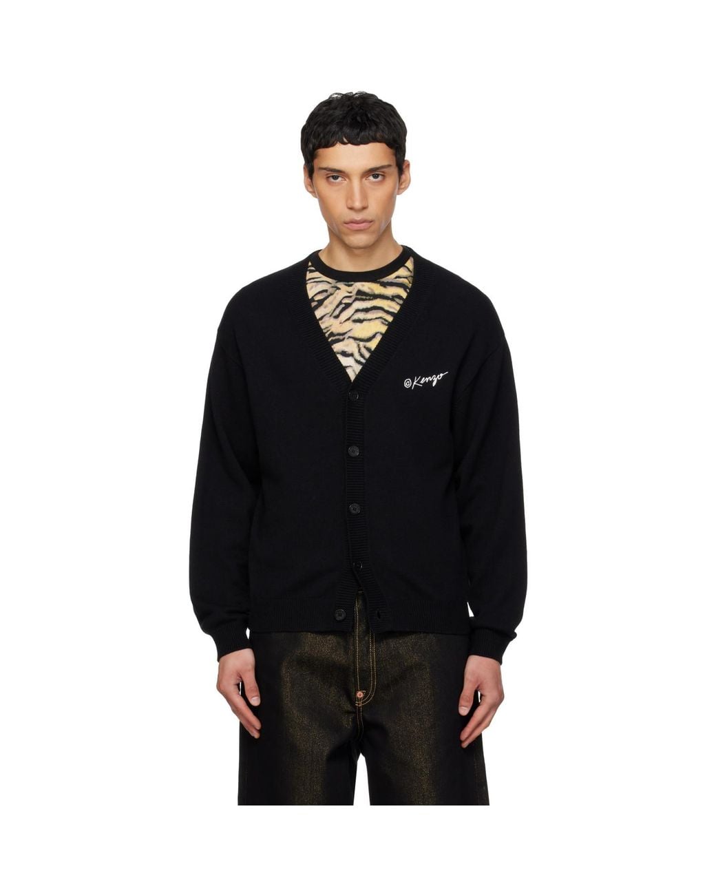 KENZO Black Paris Wild Tiger' Cardigan for men