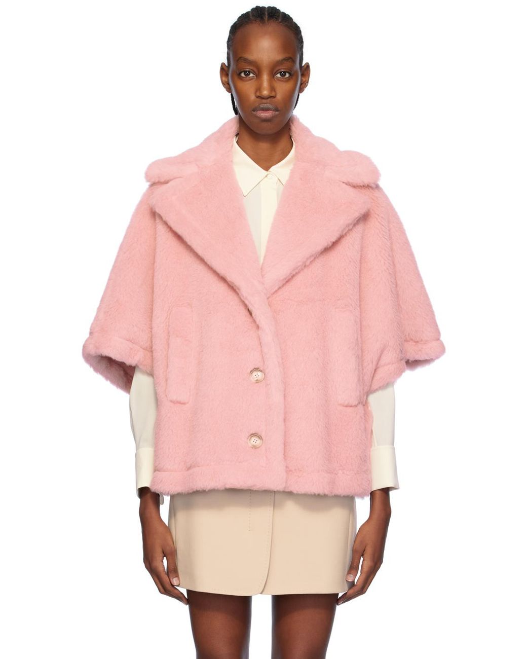 Pink long faux fur coat new arrivals