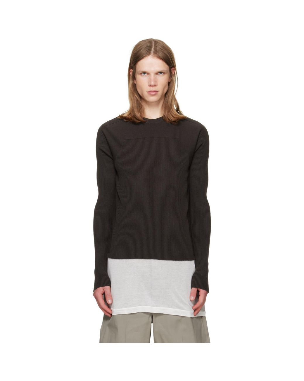 Rick Owens Black Tower Ribbed Geo Sweater for men