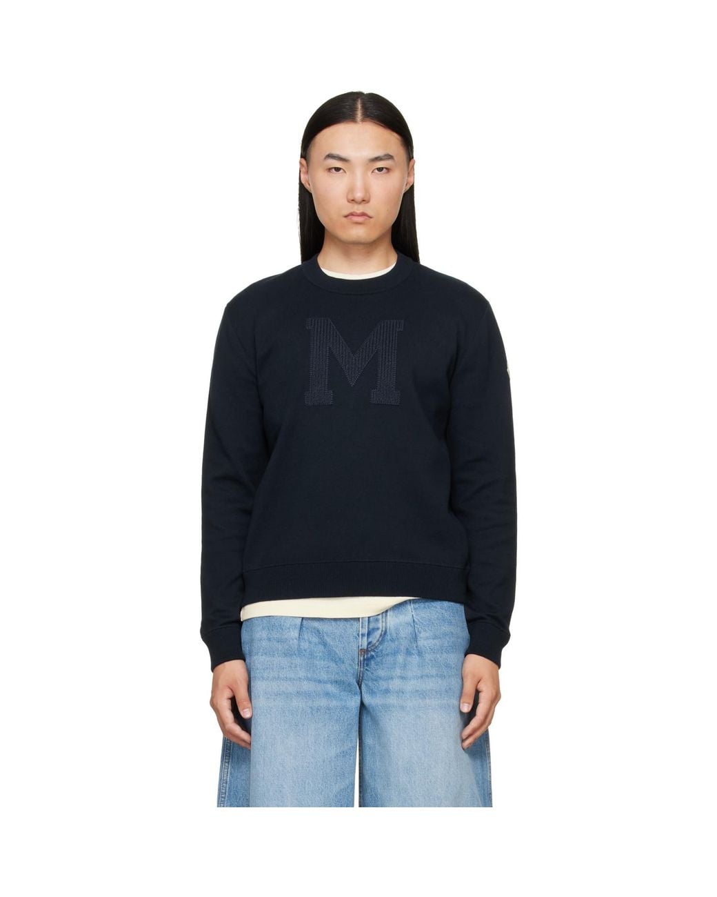 Moncler Black Monogram Cotton Blend Sweater for men