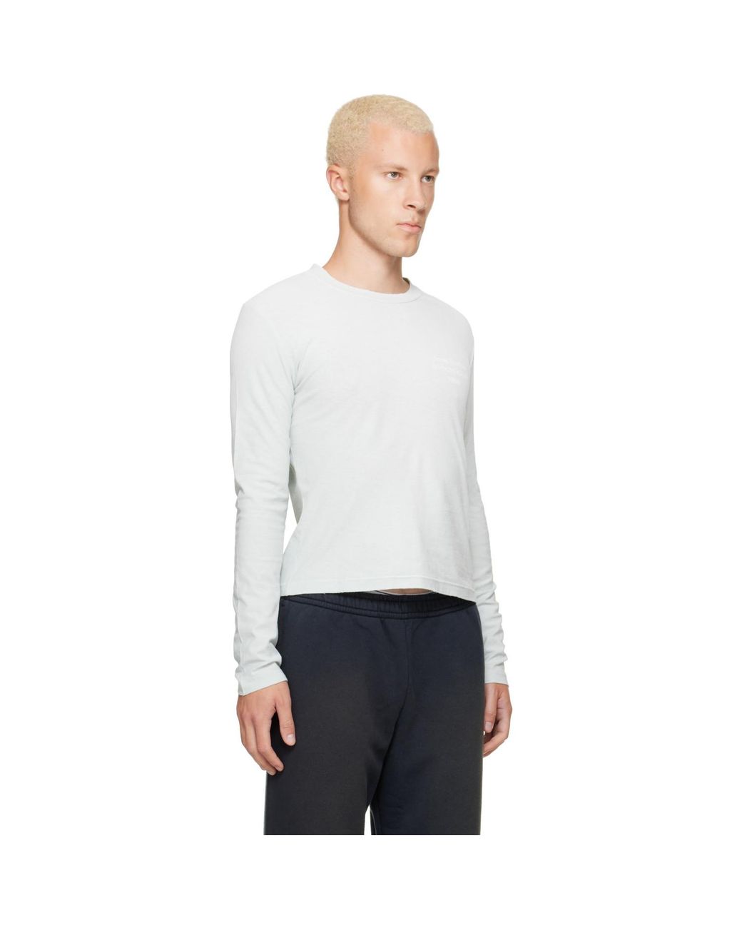 Acne White Distressed Logo T-Shirt for men